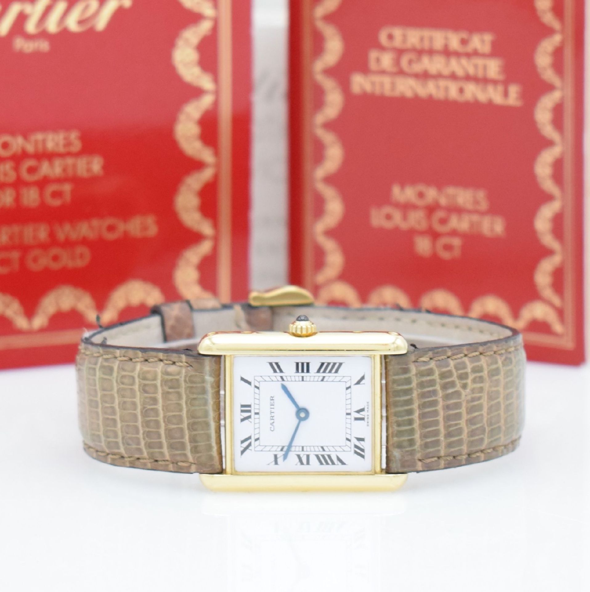 CARTIER Tank Damenarmbanduhr in GG 750/000 mit original