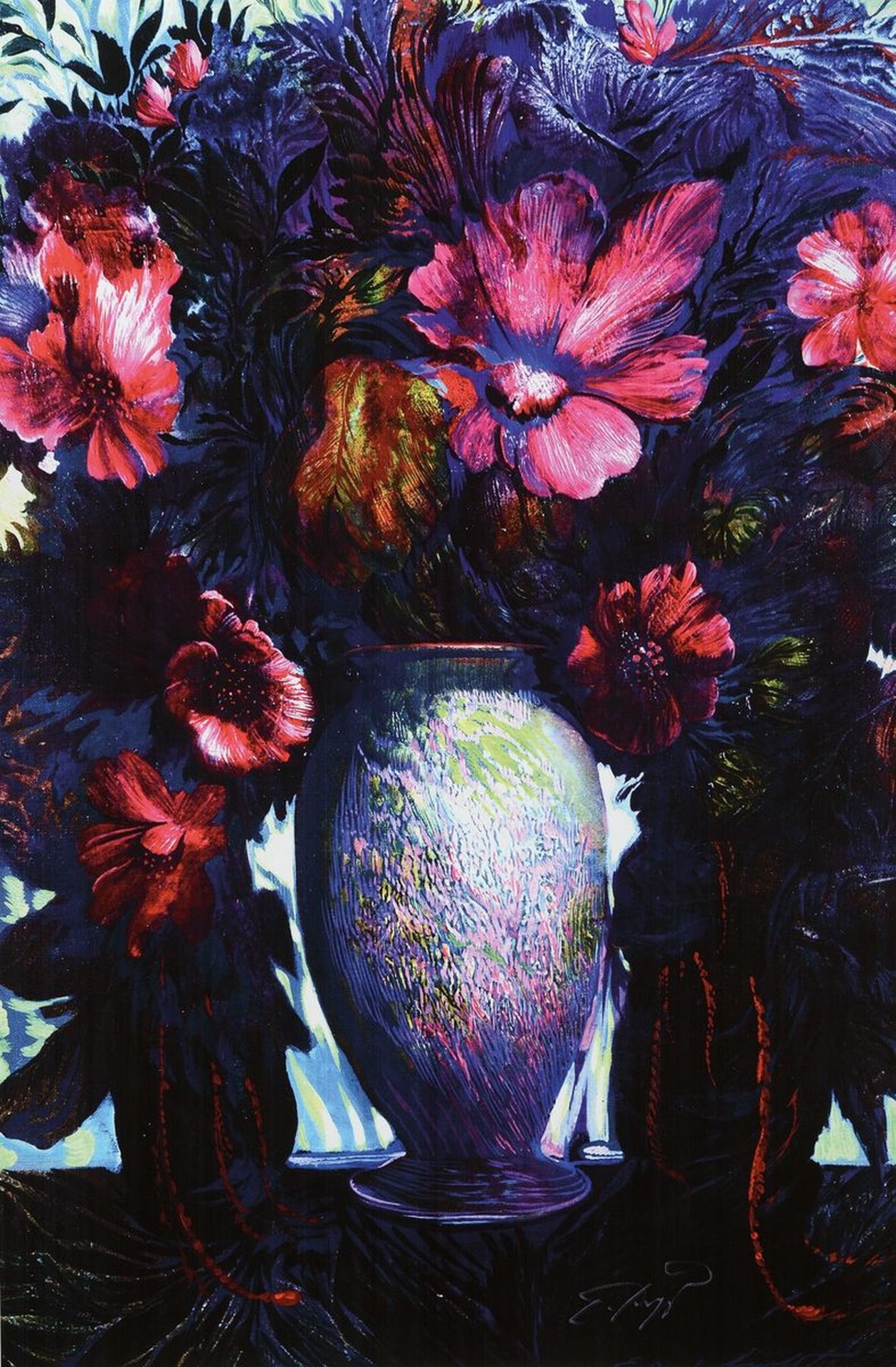 Ernst Fuchs, 1930-2015, Blumenbouquet, Giclee auf Lwd,