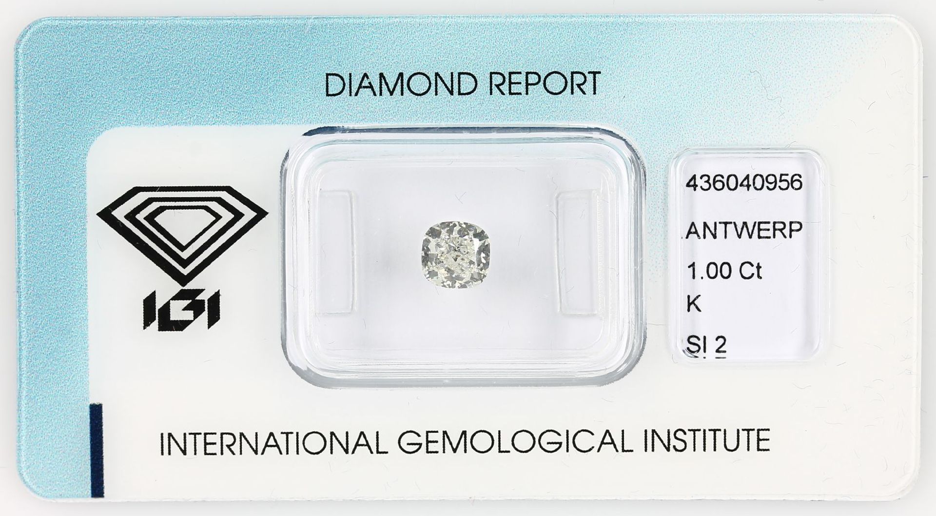 Loser Diamant, 1 ct get.Weiß (K)/si2, Kissenschliff, ca.