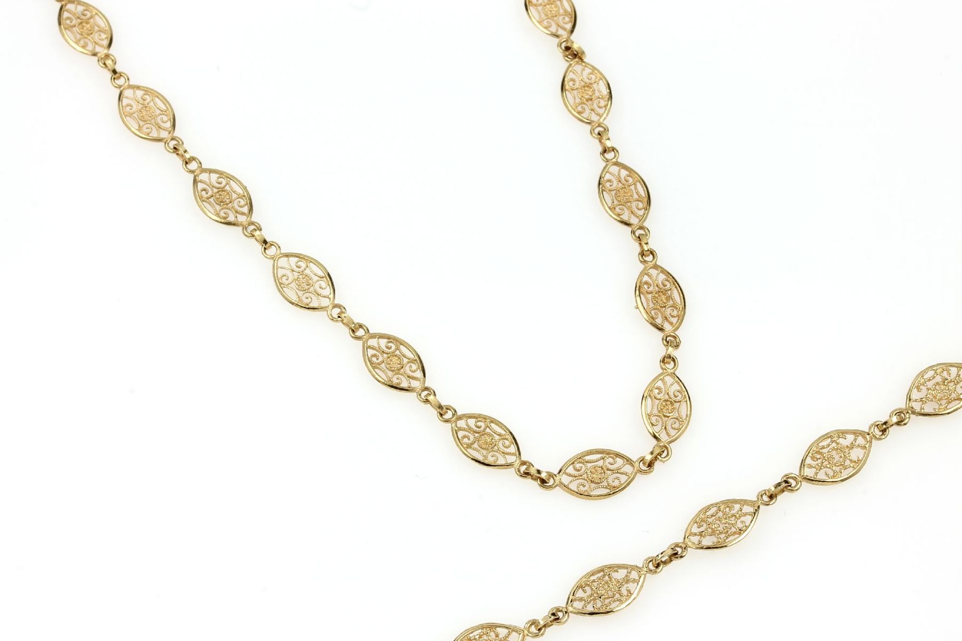 18 kt Gold Schmuckset, GG 750/000, best. aus: Collier L.