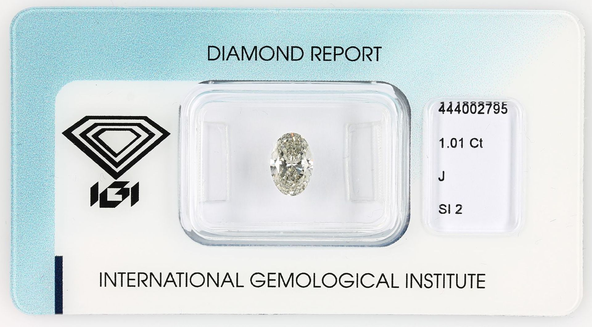 Loser Diamant, 1.01 ct l.get.Weiß (J)/si2, oval facett.,