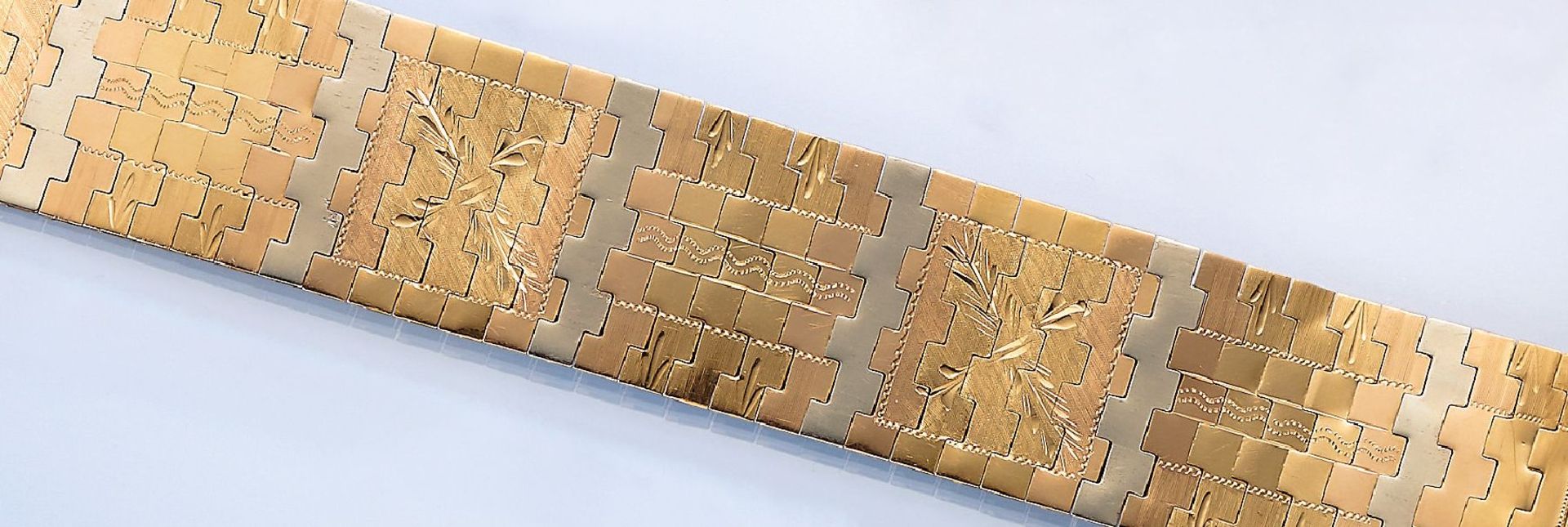 Breites 18 kt Gold Armband, GG/WG/RG 750/ 000, aufw.