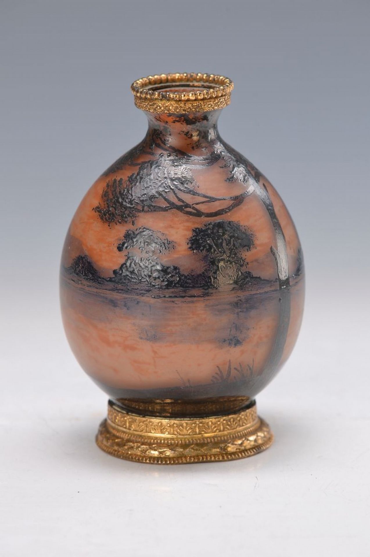 Vase, Gauthier, Paris, um 1910, Uferlandschaft, mit