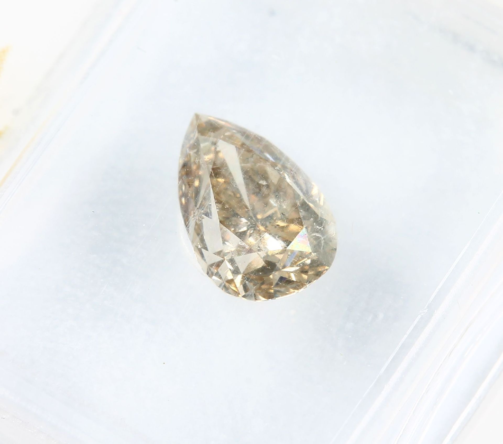 Diamant-Tropfen ca. 1.14 ct natural fancy brown-yellow/si - Bild 3 aus 4