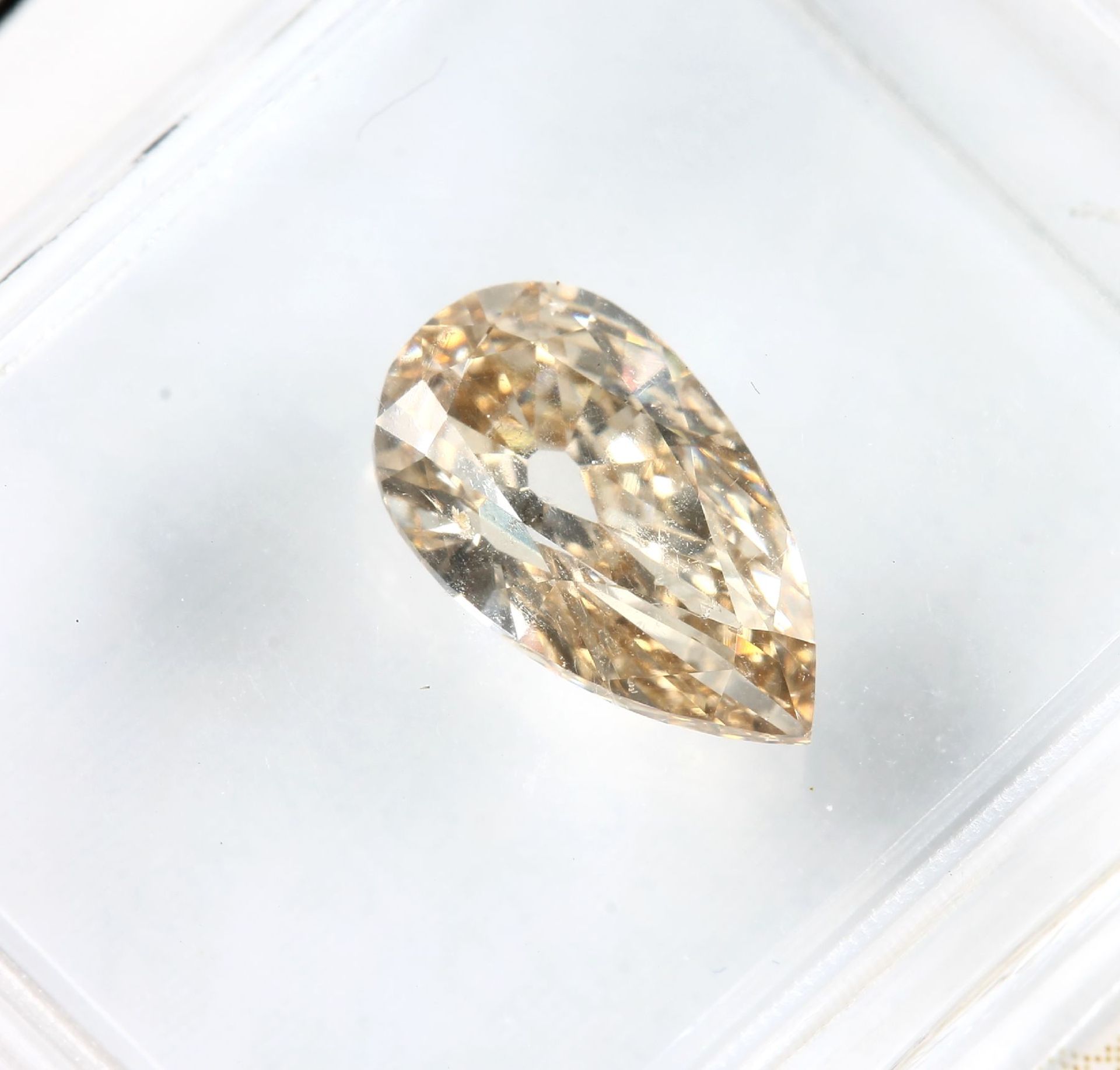 Diamant-Tropfen 0.90 ct natural fancy yellow- brown/si 1, - Bild 2 aus 4