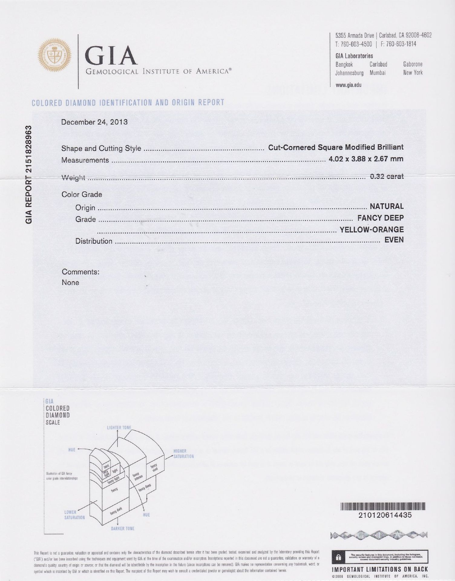 Diamant im Radiant-Schliff ca. 0.32 ct naturalfancy deep - Bild 4 aus 4