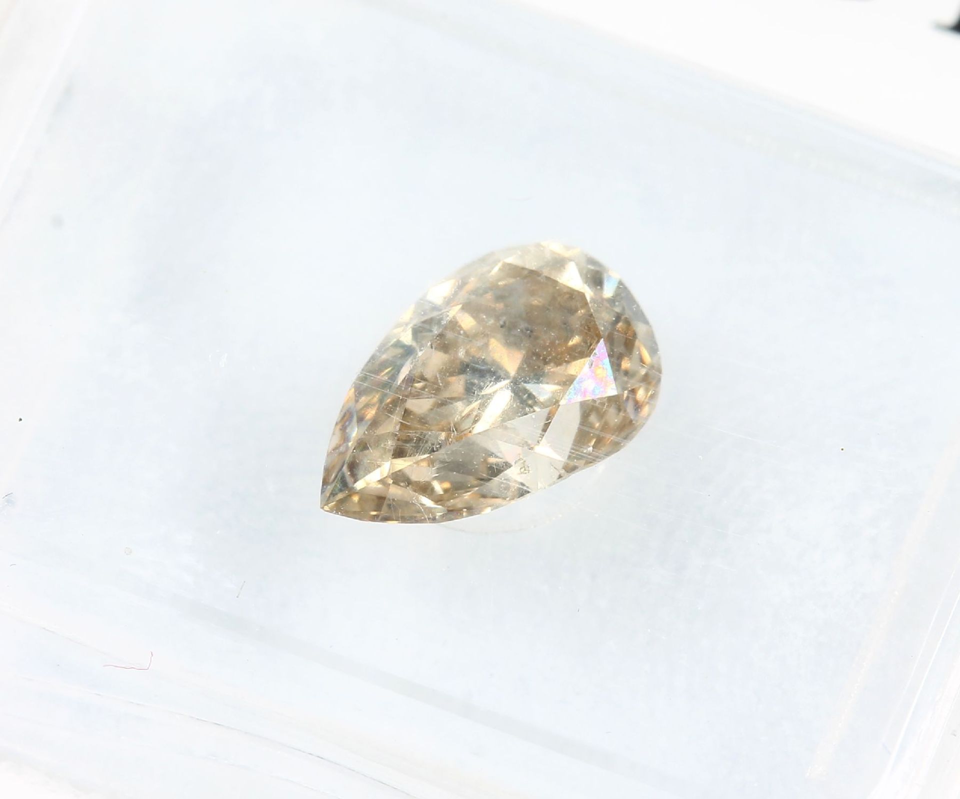 Diamant-Tropfen ca. 1.14 ct natural fancy brown-yellow/si - Bild 2 aus 4