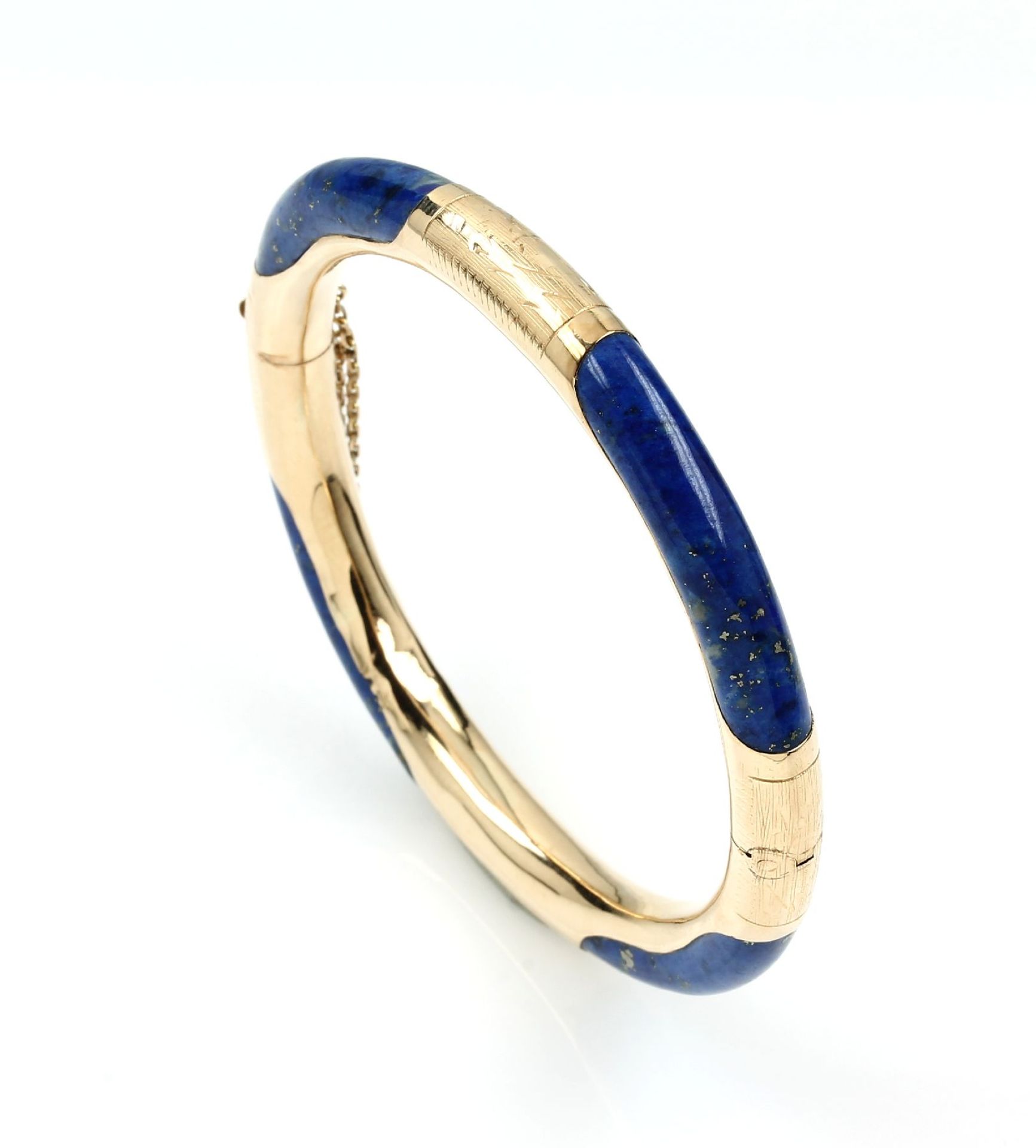 14 kt Gold Armreif mit Lapislazuli, GG 585/000, 4