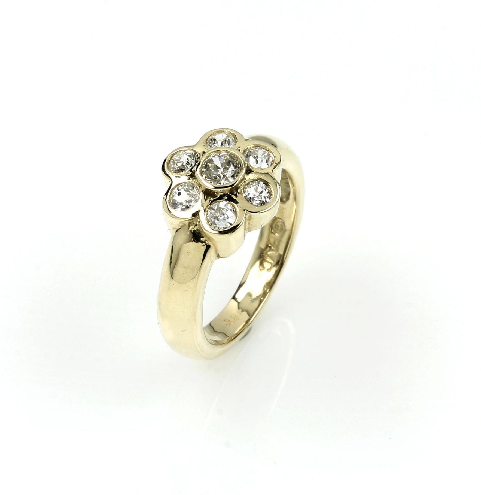 14 kt Gold Ring mit Diamanten, GG 585/000, 7