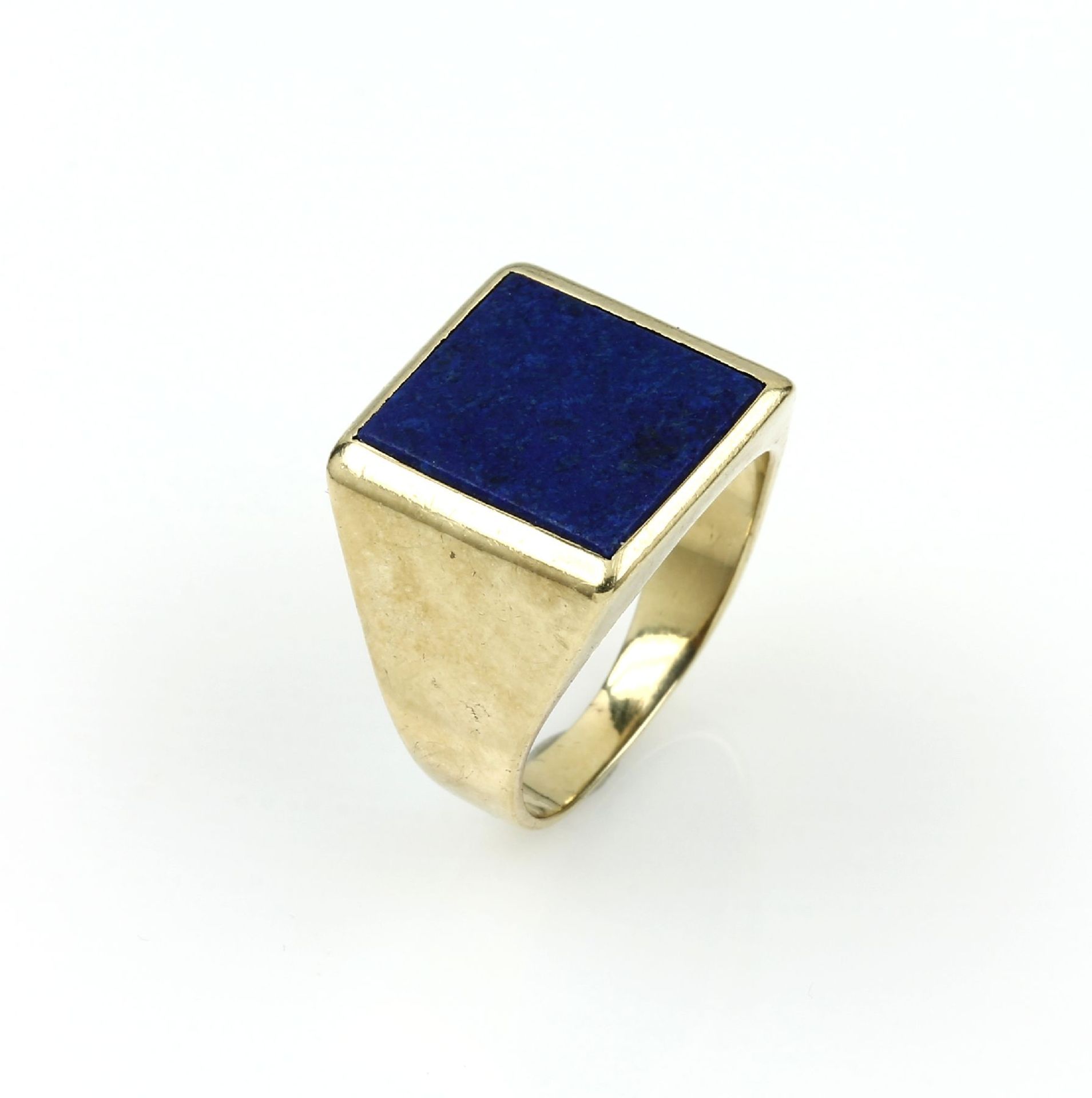 14 kt Gold Herrenring mit Lapislazuli, GG 585/000,