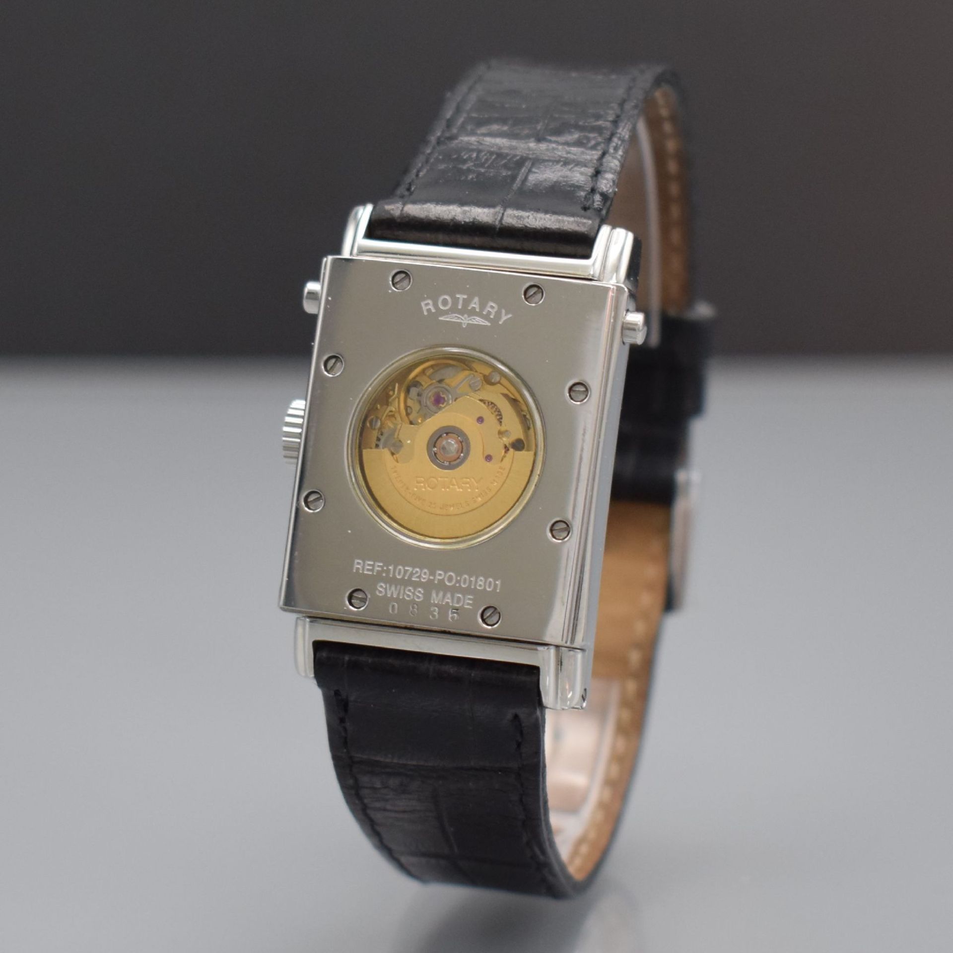 ROTARY rechteckige drehbare Herrenarmbanduhr in Stahl, - Image 5 of 10