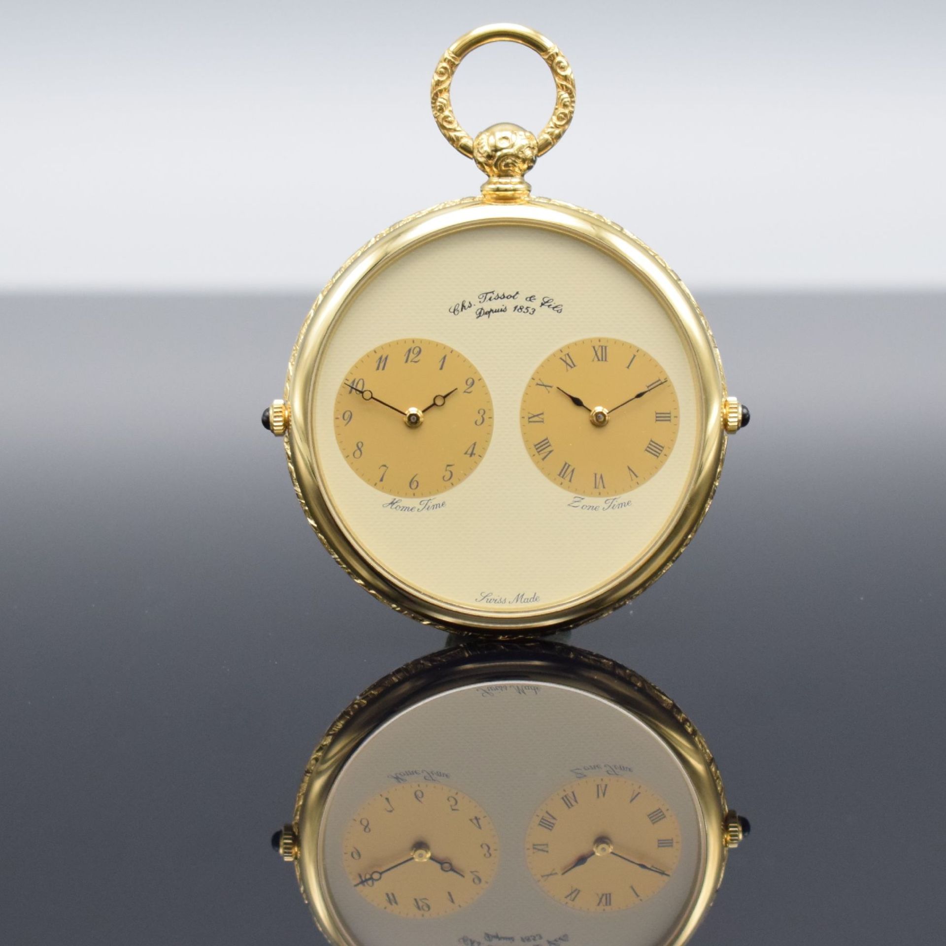 CHS.TISSOT & FILS offene vergoldete Taschenuhr mit - Image 2 of 7