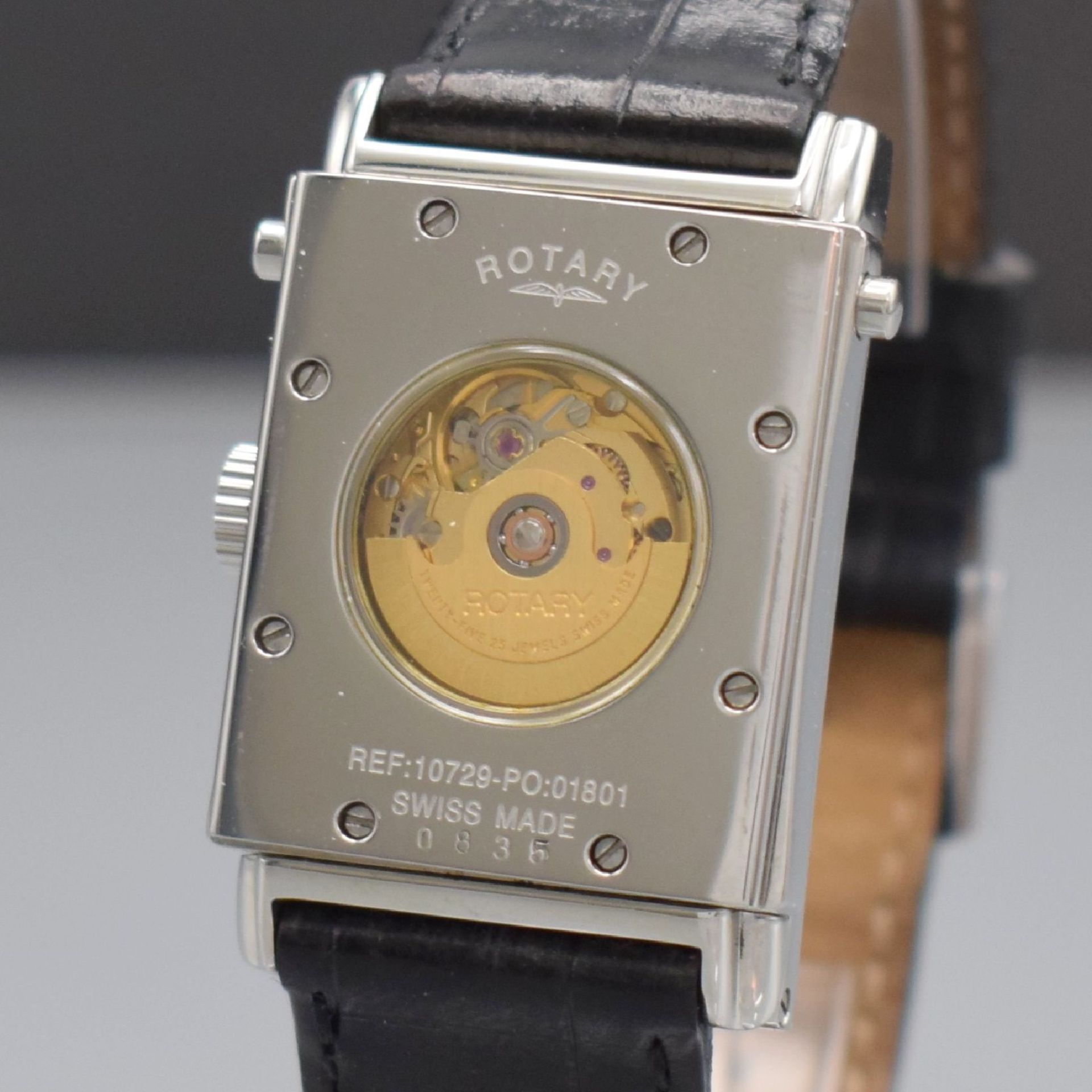 ROTARY rechteckige drehbare Herrenarmbanduhr in Stahl, - Image 6 of 10