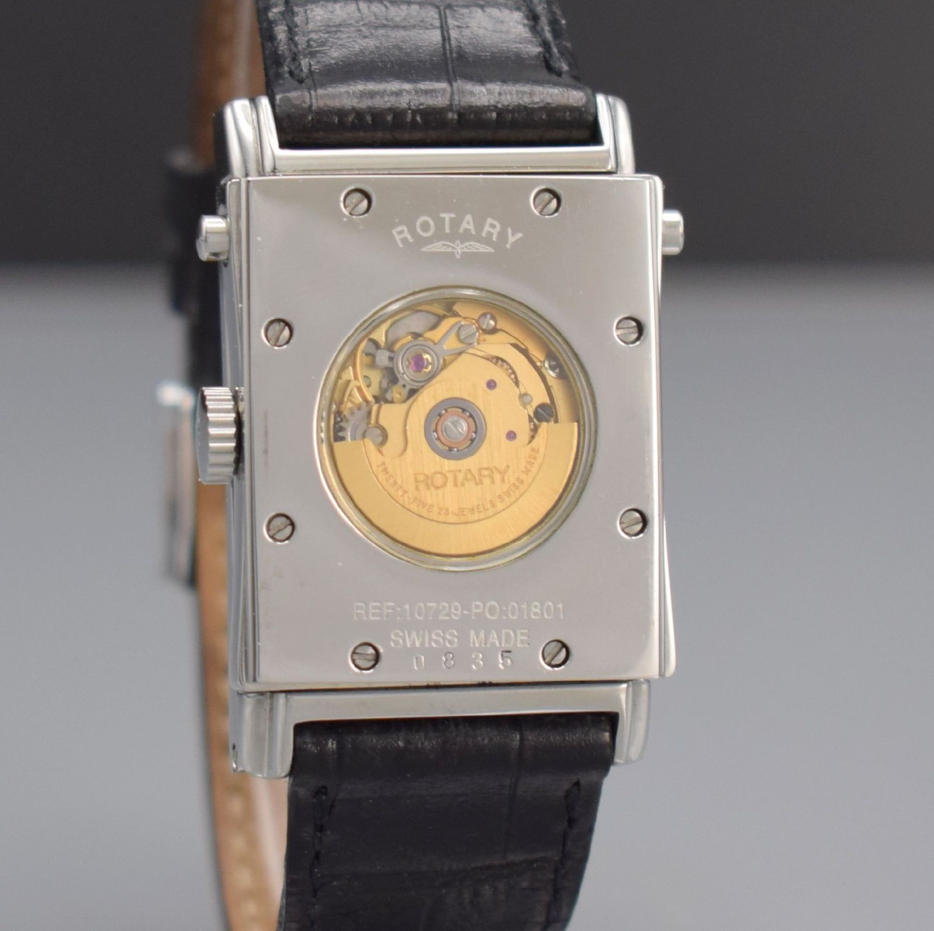 ROTARY rechteckige drehbare Herrenarmbanduhr in Stahl, - Image 10 of 10