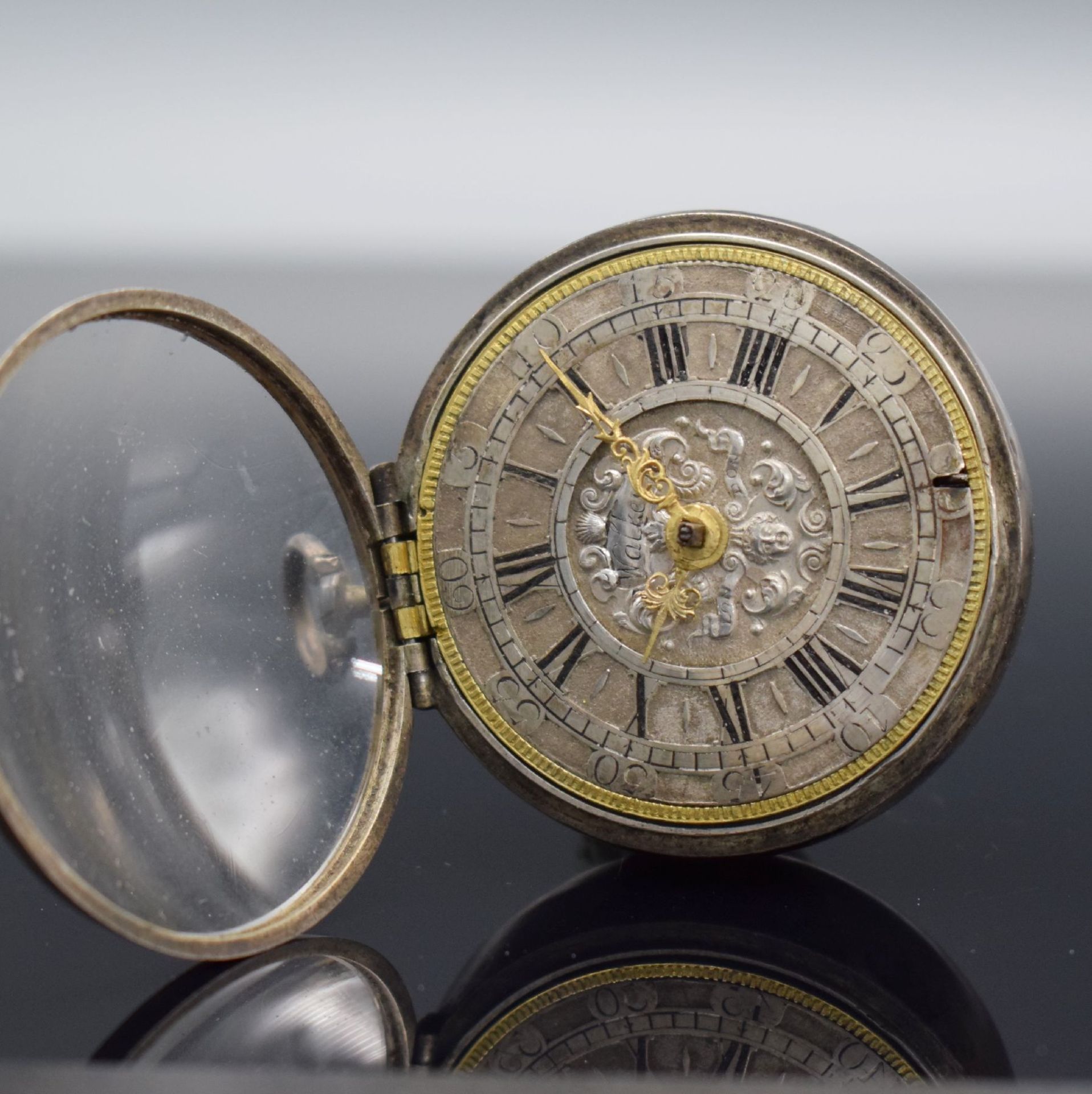 Ja. WALKER London Spindeltaschenuhr in Silber, um 1700, - Image 3 of 13