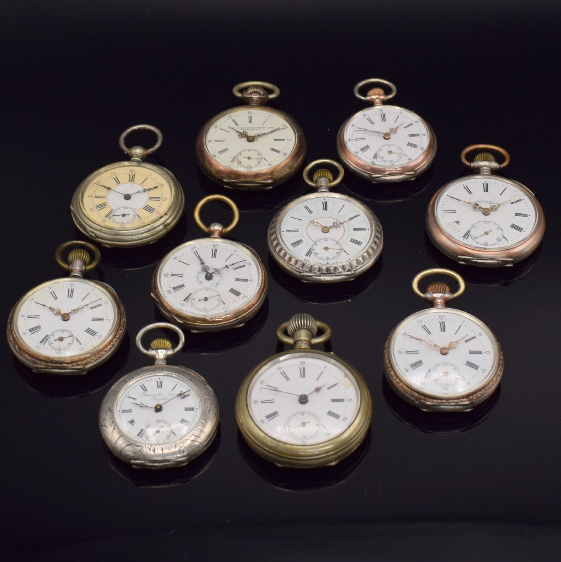 Konvolut: 10 Taschenuhren, Schweiz um 1870- 1890, alle