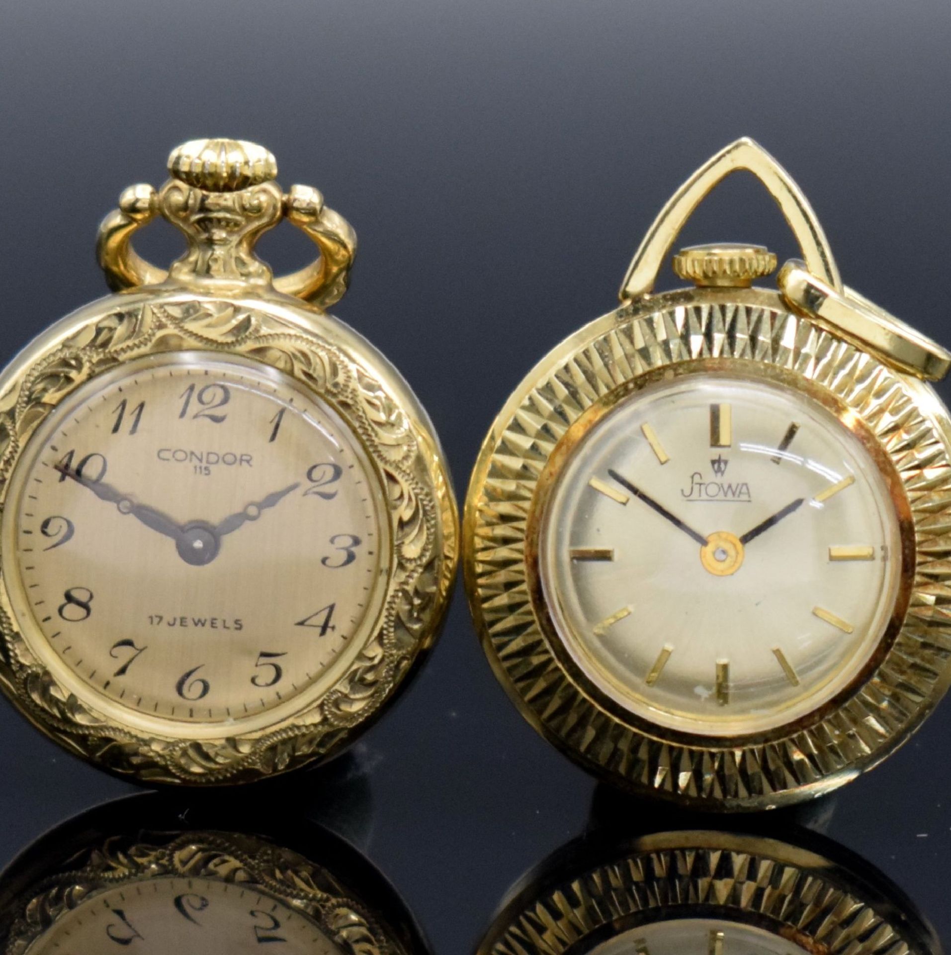 Konvolut: 2 Damentaschenuhren in Gold, 1 x Stowa in GG - Image 2 of 10