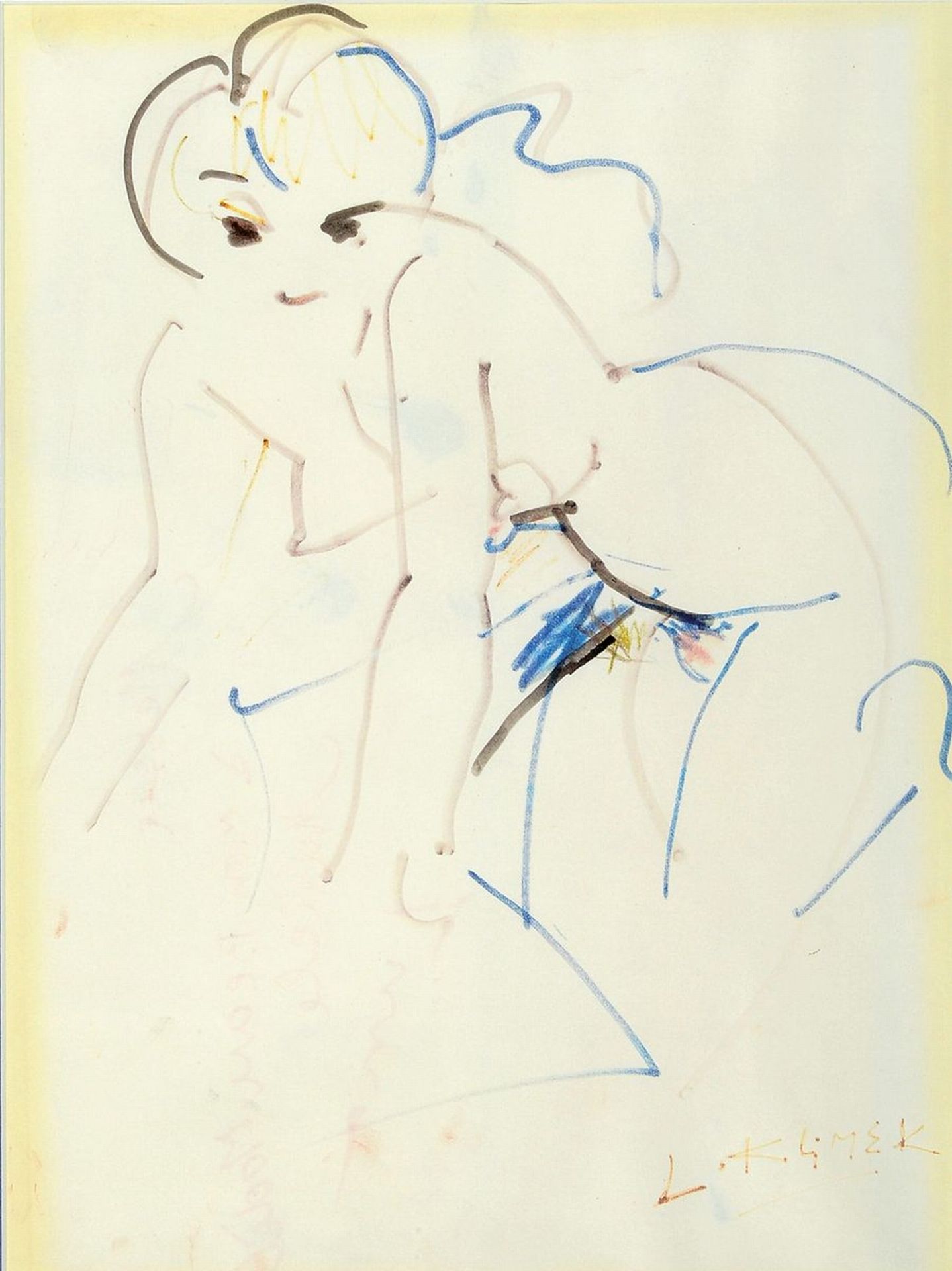 Ludwig Klimek, 1912-1992, Akte, Filzstift auf Papier,