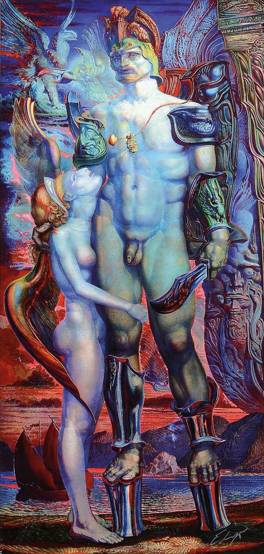 Ernst Fuchs, 1930-2015, 'Perseus' Giclee druck auf Lwd,