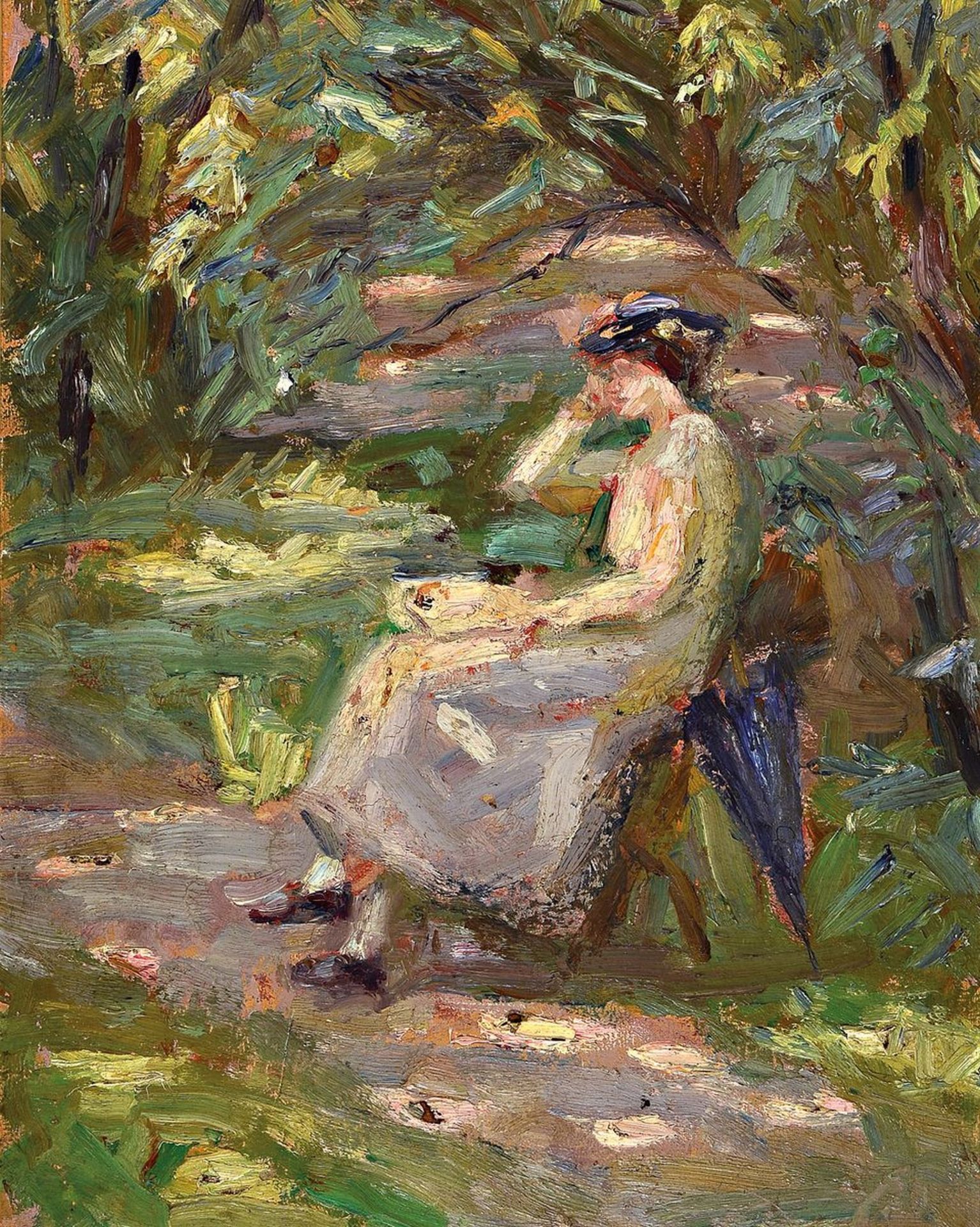 Unbekannter Künstler, deutsch, um 1900, Frau im Garten,