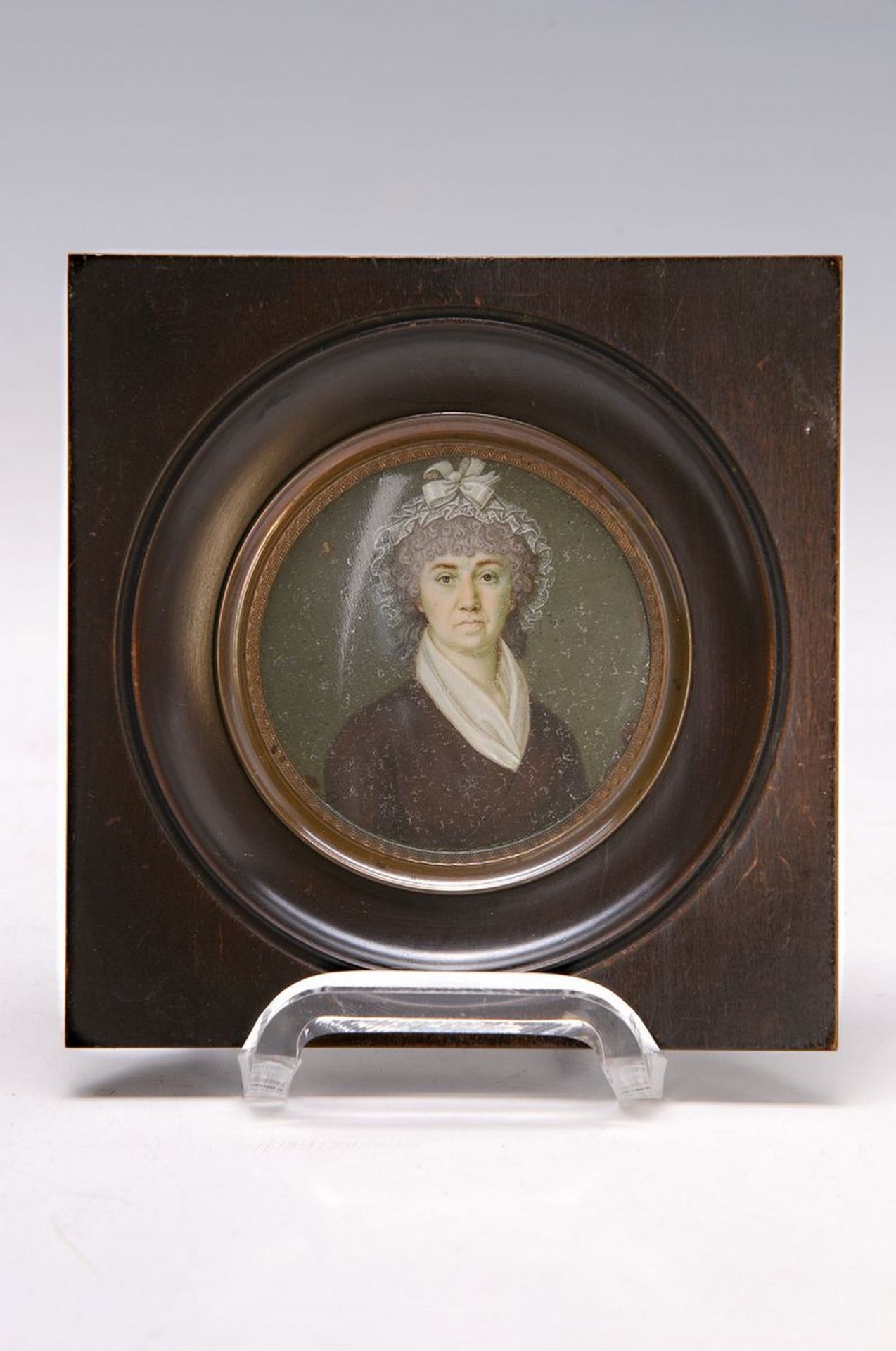 Miniaturmalerei, deutsch, um 1860, Porträt einer Frau mit