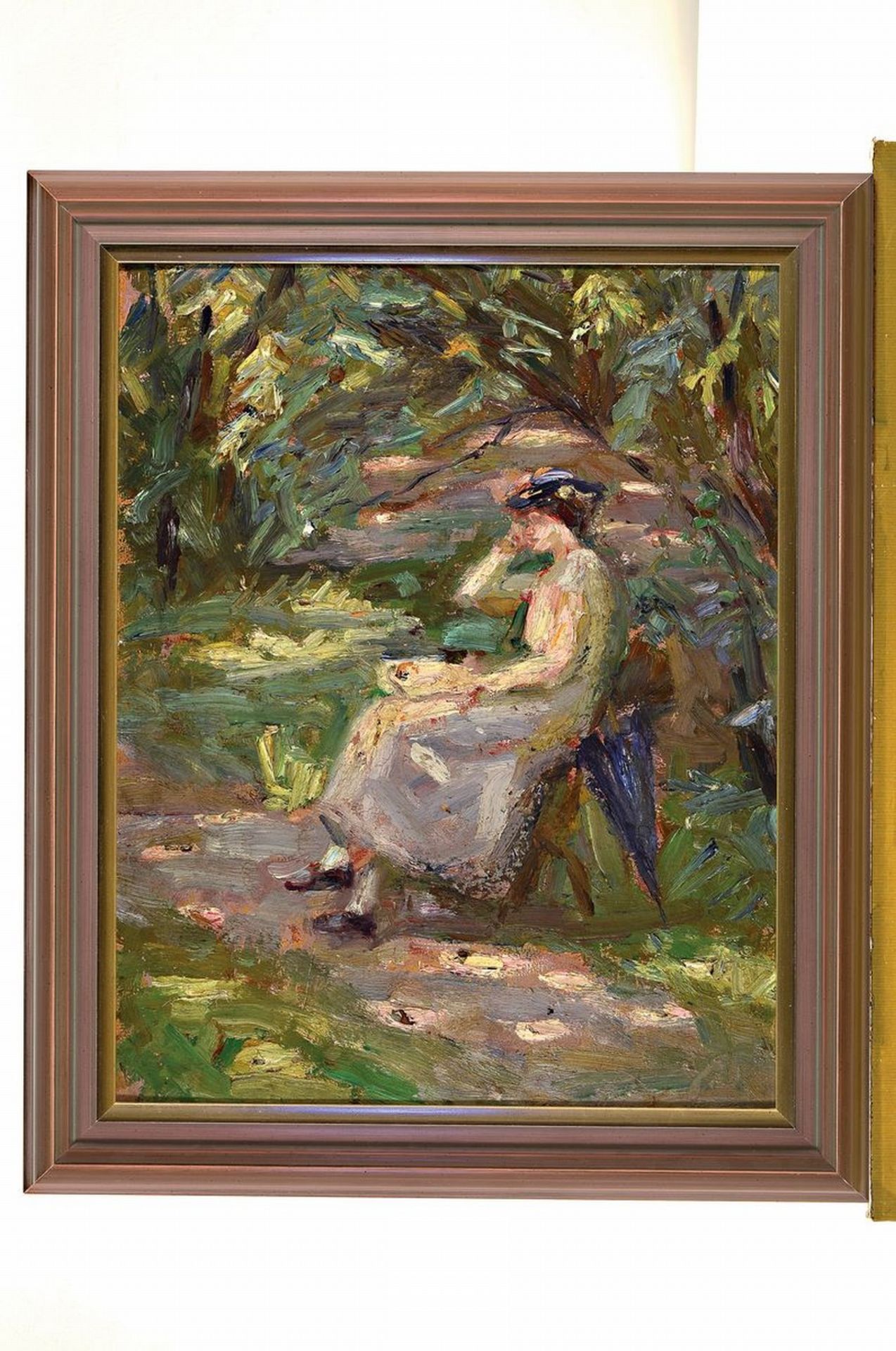 Unbekannter Künstler, deutsch, um 1900, Frau im Garten, - Bild 2 aus 2
