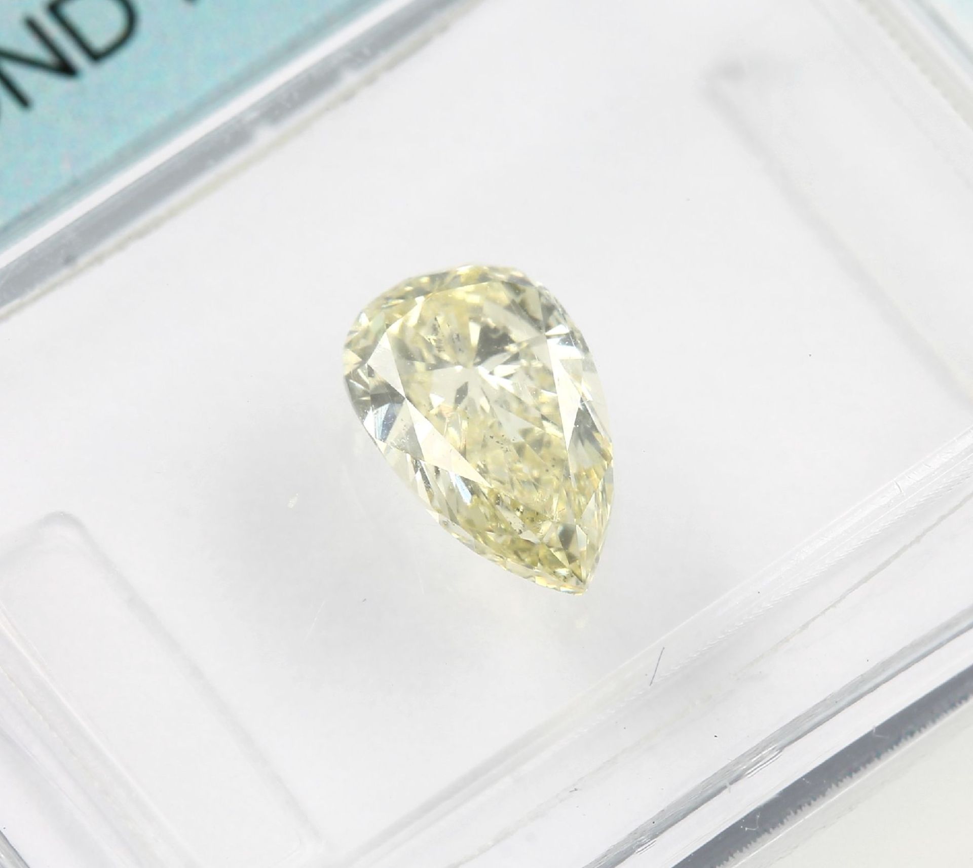 Loser Diamant, 0.93 ct Natural fancy yellow, tropfenf. - Image 2 of 3