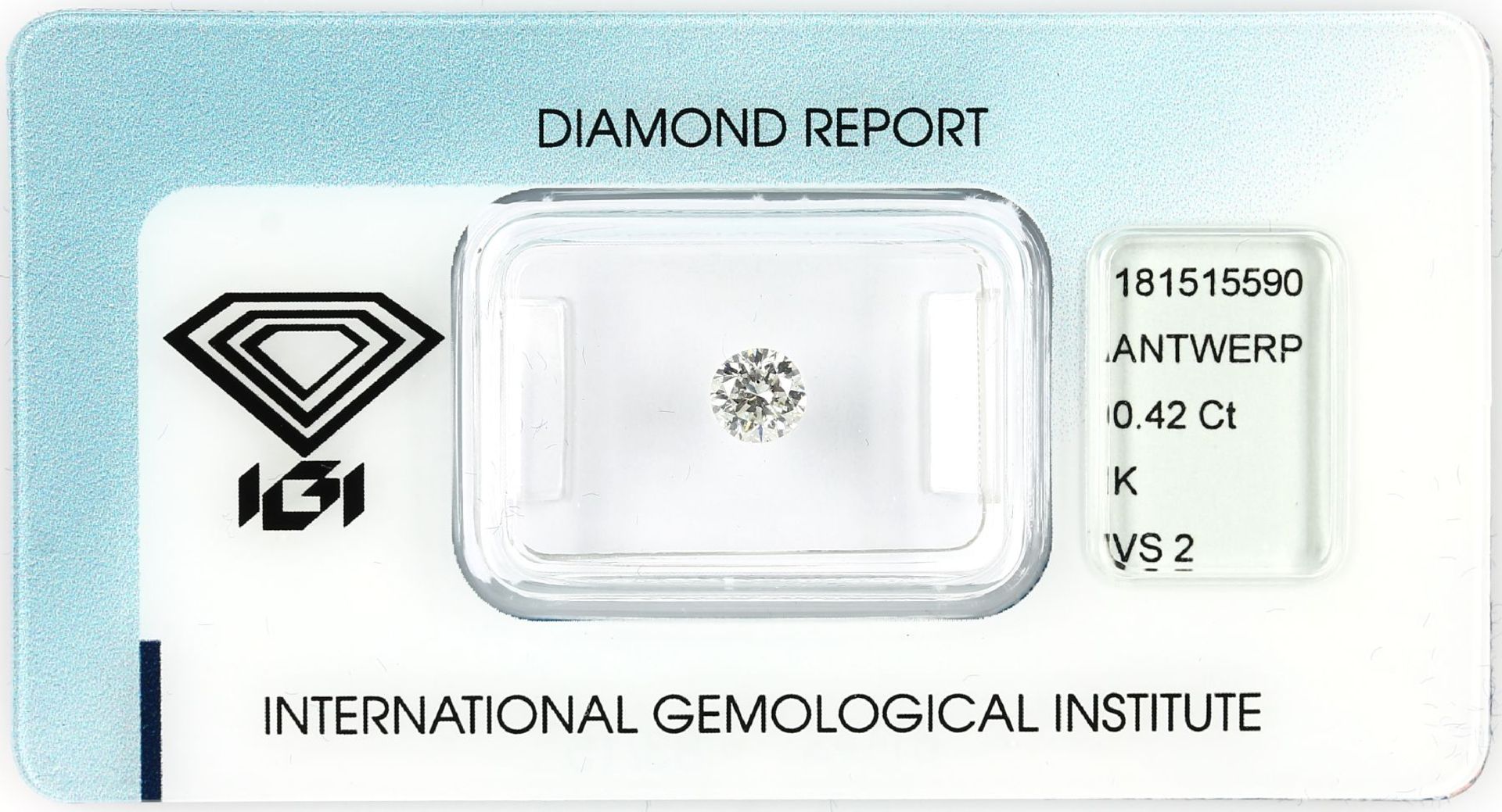 Brillant 0.42 ct get.Weiß K/vs 2, IGI Expertise,