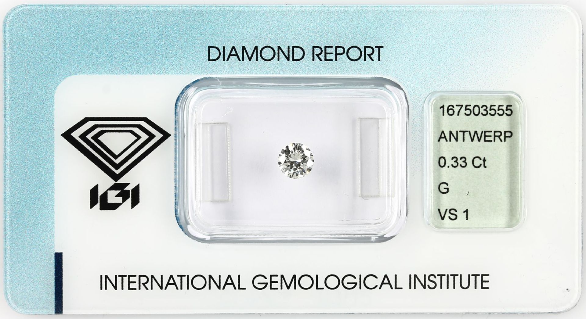 Brillant 0.33 ct feines Weiß G/vs 1, IGI Expertise,