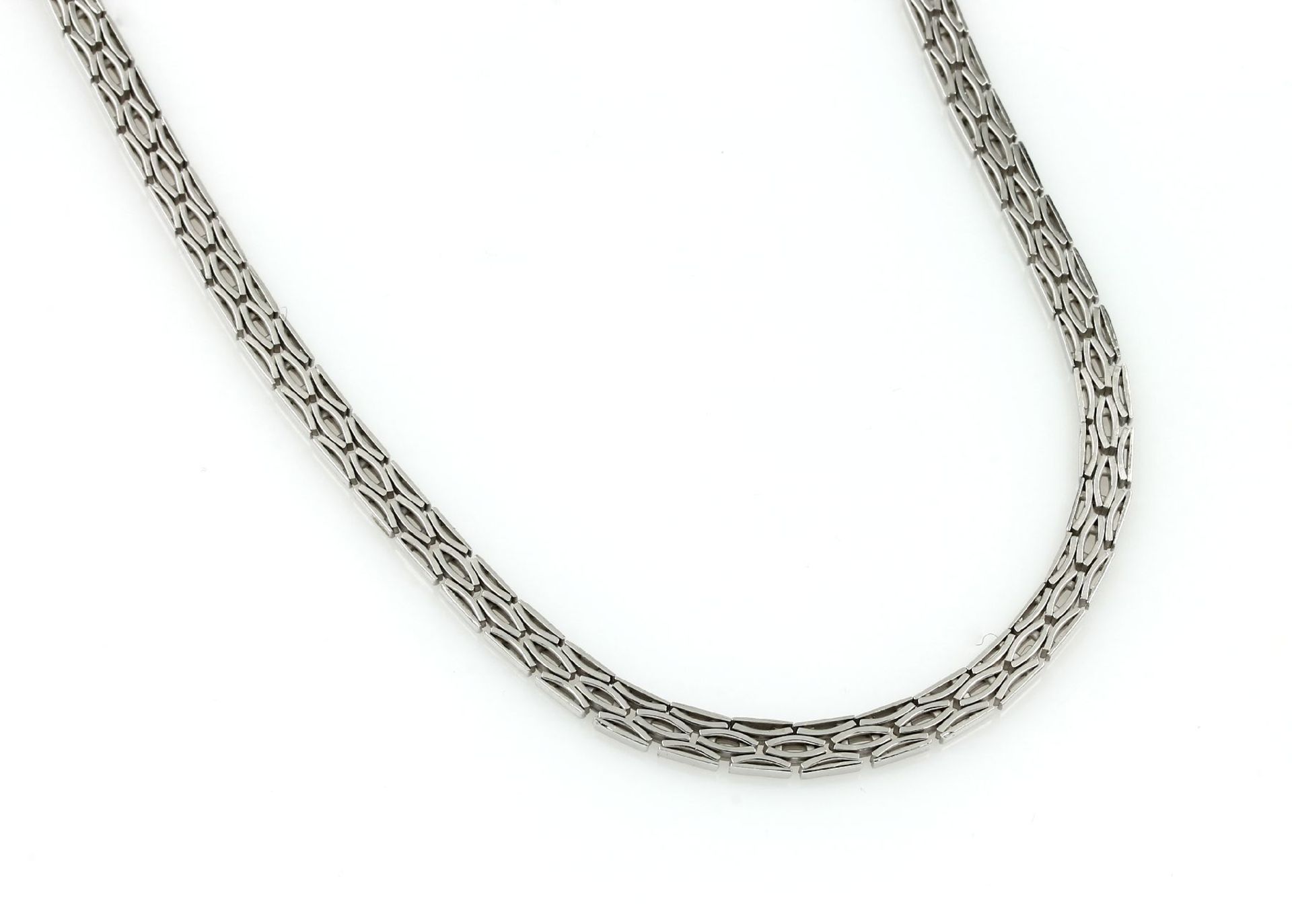 14 kt Gold Collier, WG 585/000, ca. 28.4 g,B. ca. 5 mm,