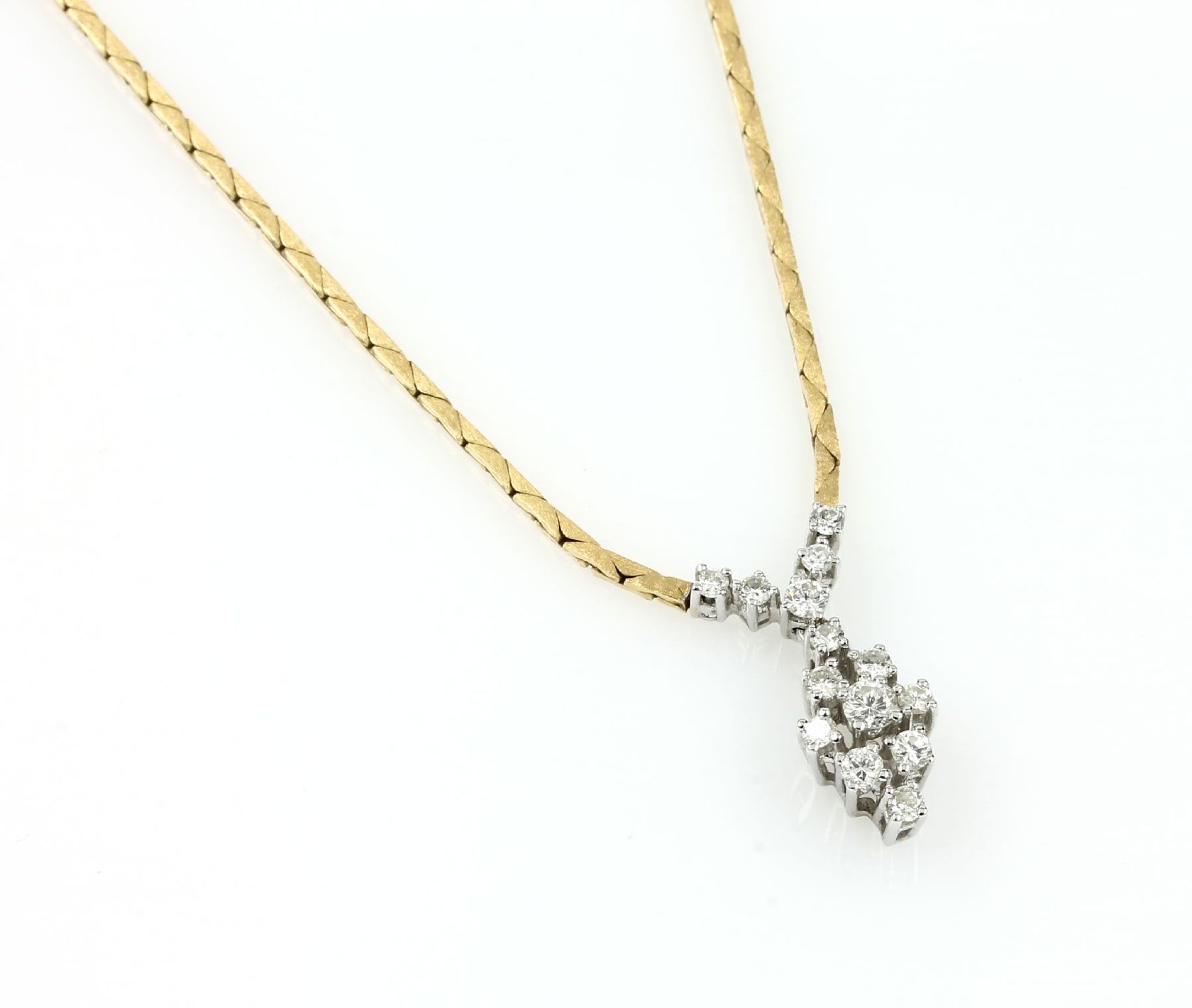 18 kt Gold Collier mit Brillanten, GG/WG 750/000,