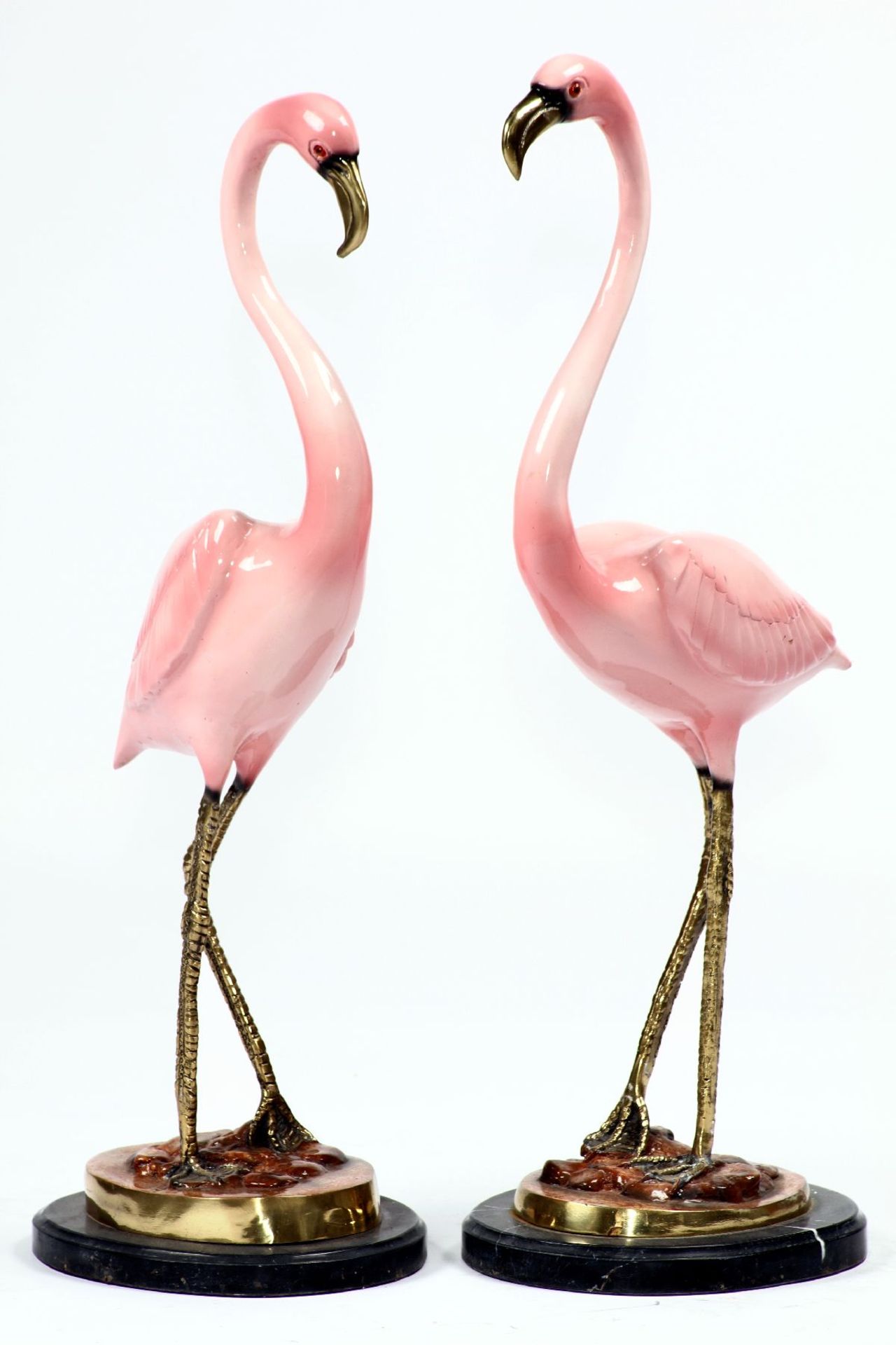 Flamingopaar, Bronze, in verschiedenen Rosatönen lackiert
