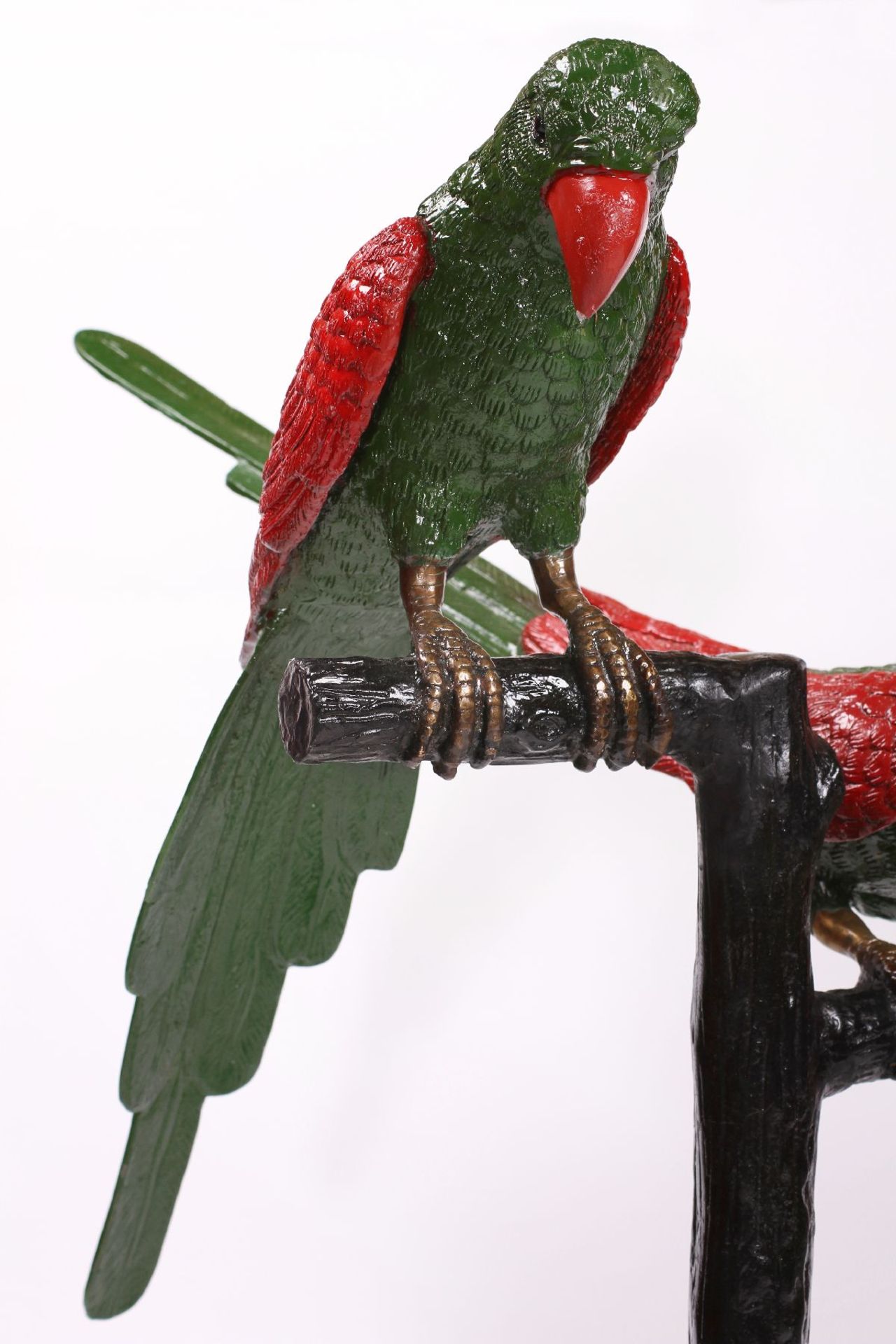 Paar Papageien auf Ast, Bronze, braun u. goldbraun - Image 4 of 5