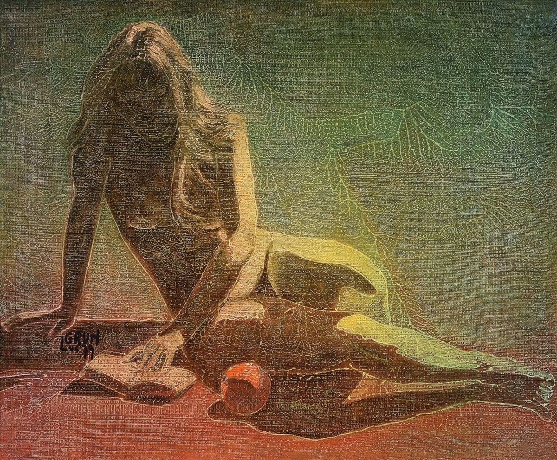 Luc Grun, geb. 1936, französischer Künstler, sitzender Akt