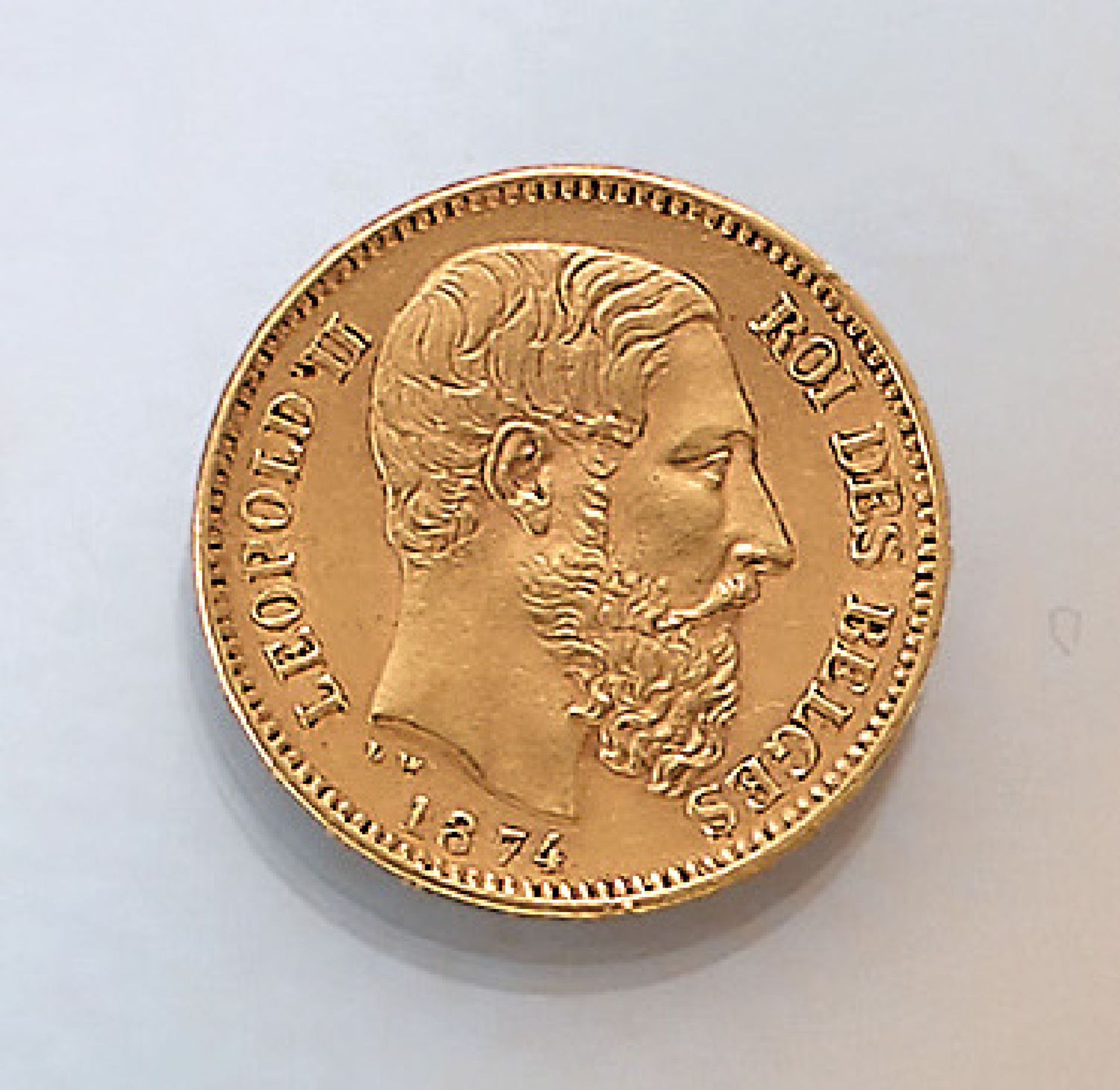 Goldmünze, 20 Francs, Belgien, 1874, LeopoldII., roi des