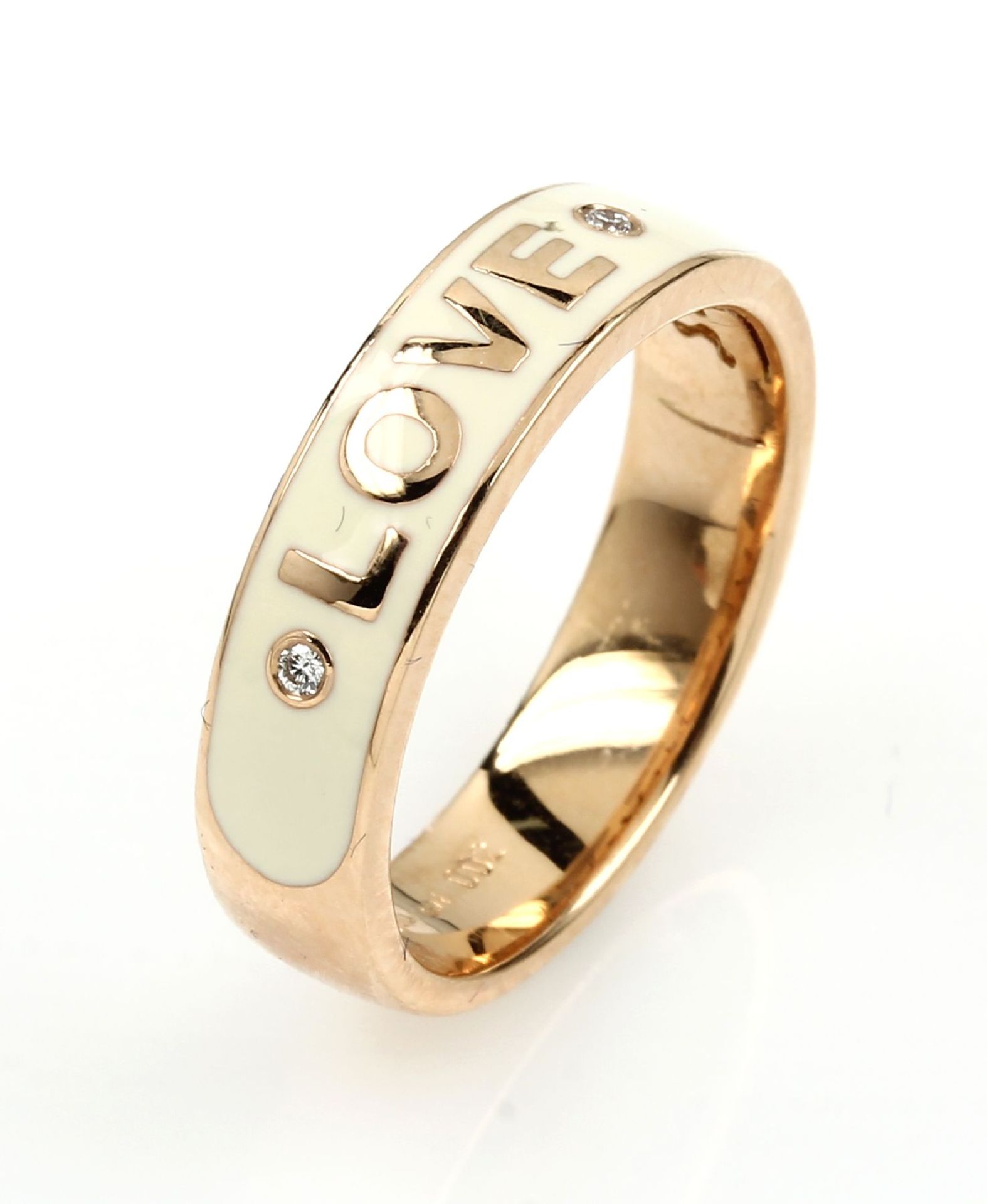 18 kt Gold LEO WITTWER Ring mit Email, Rose-G 750/000,