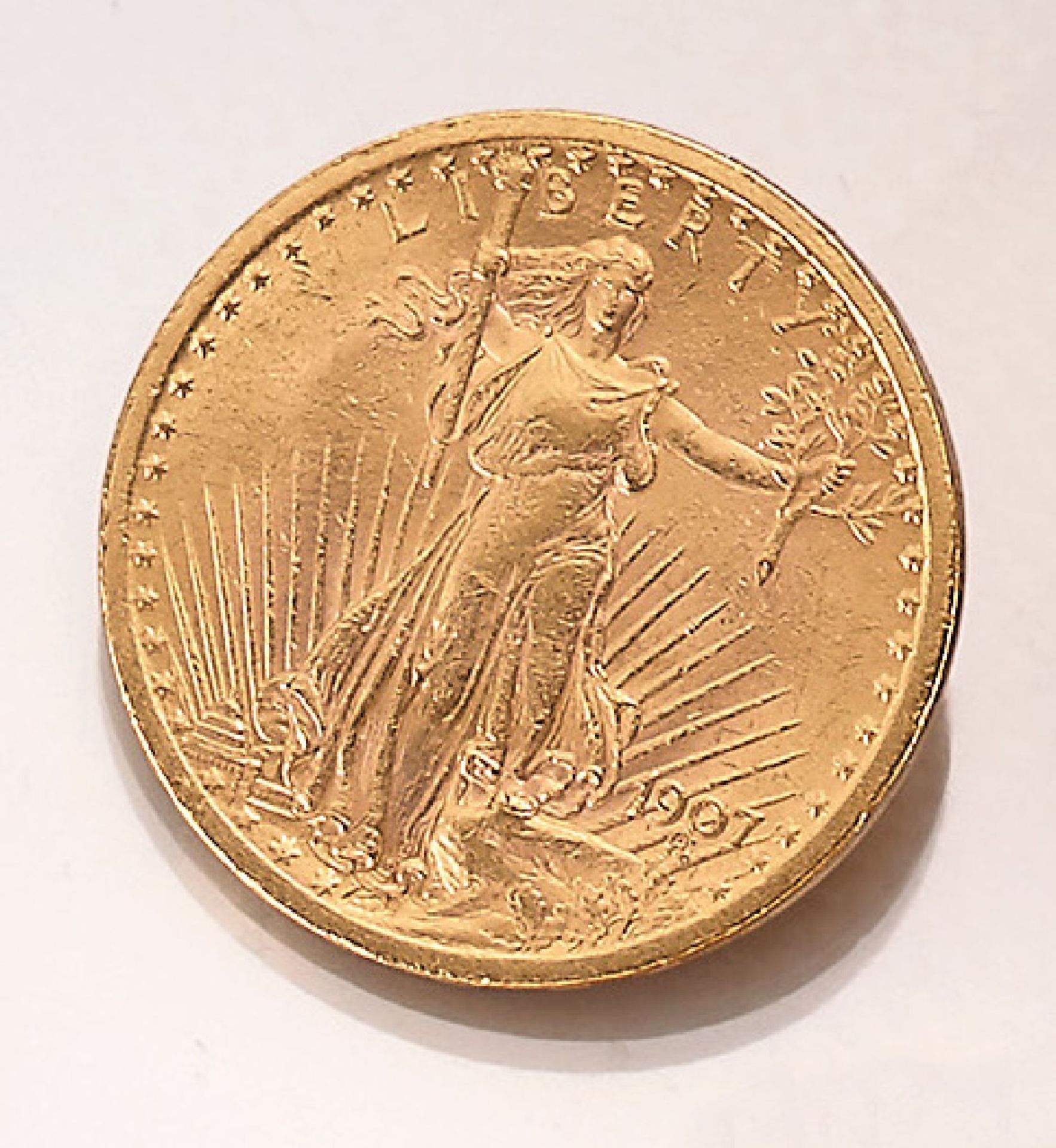 Goldmünze, 20 Dollars, USA, 1907, sogn. Double Eagle,