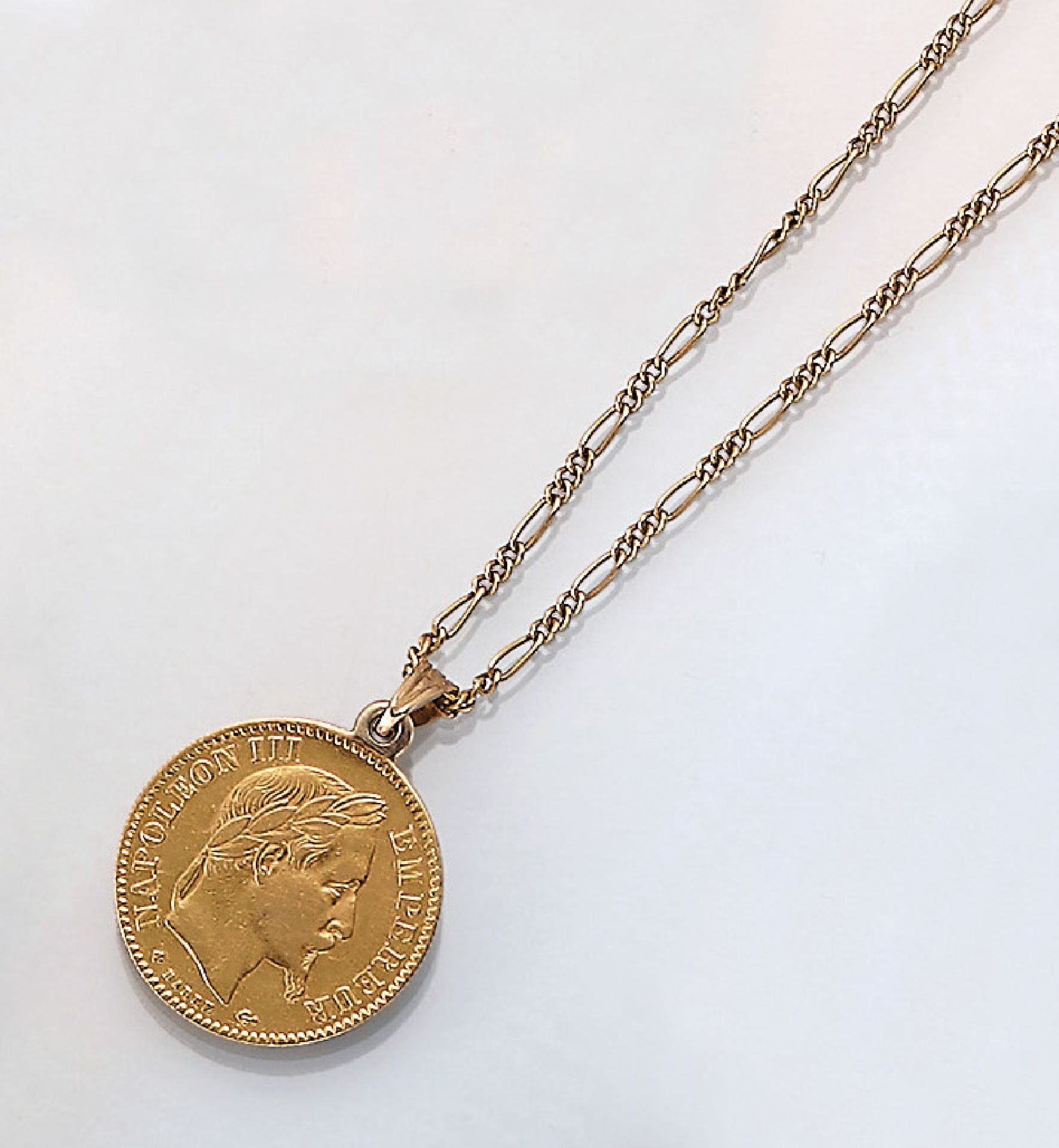 14 kt Gold Münzanhänger, 10 Francs, Frankreich, 1865, GG
