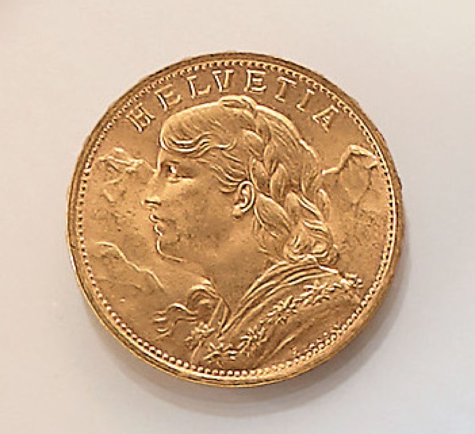 Goldmünze, 20 Franken, Schweiz, 1922, sogn. Vreneli,