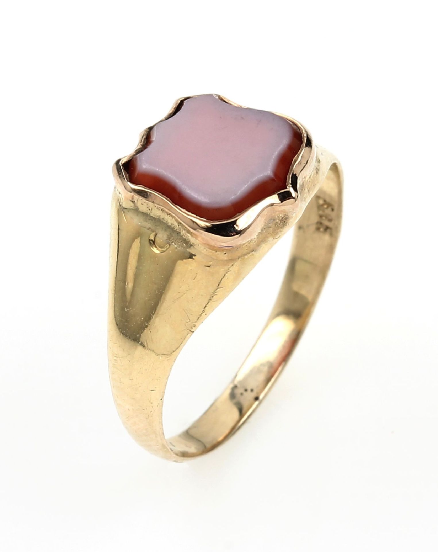 14 kt Gold Ring mit Lagenstein, deutsch um 1940/50, GG