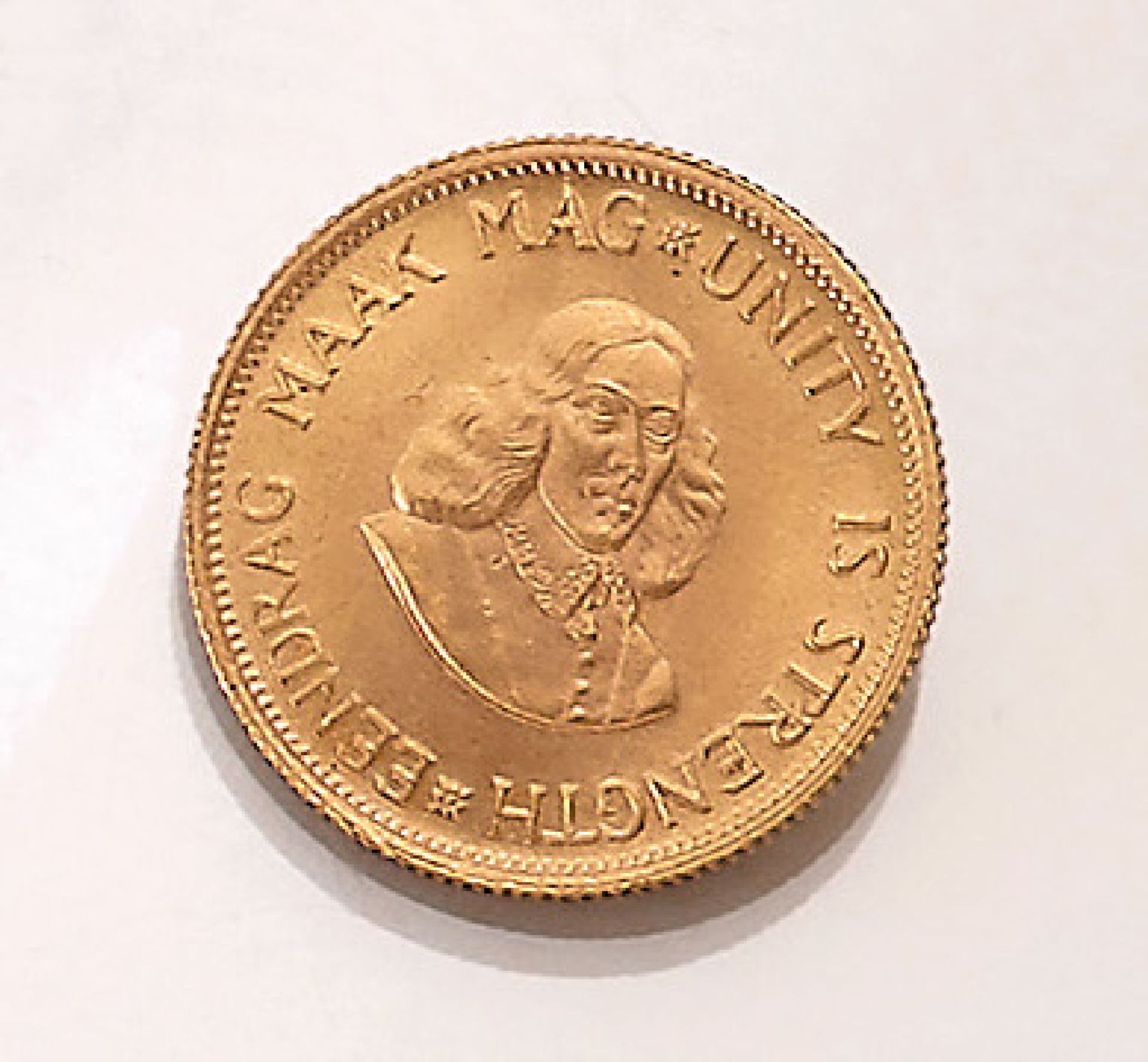 Goldmünze, 2 Rand, Südafrika, 1972, Springbock, 'Unity