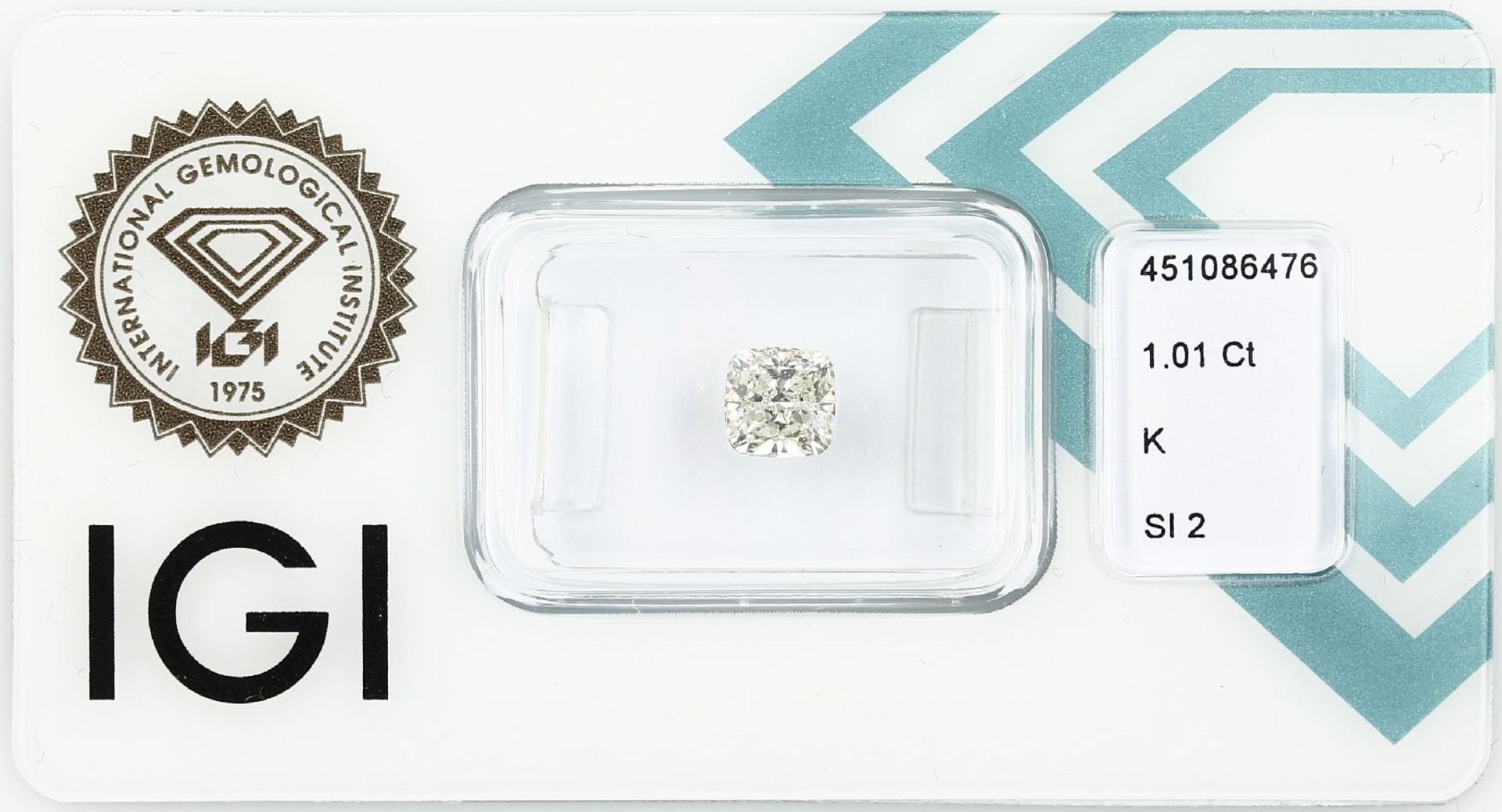 Eingeschweißter Diamant im Kissenschliff 1.01 ct get.