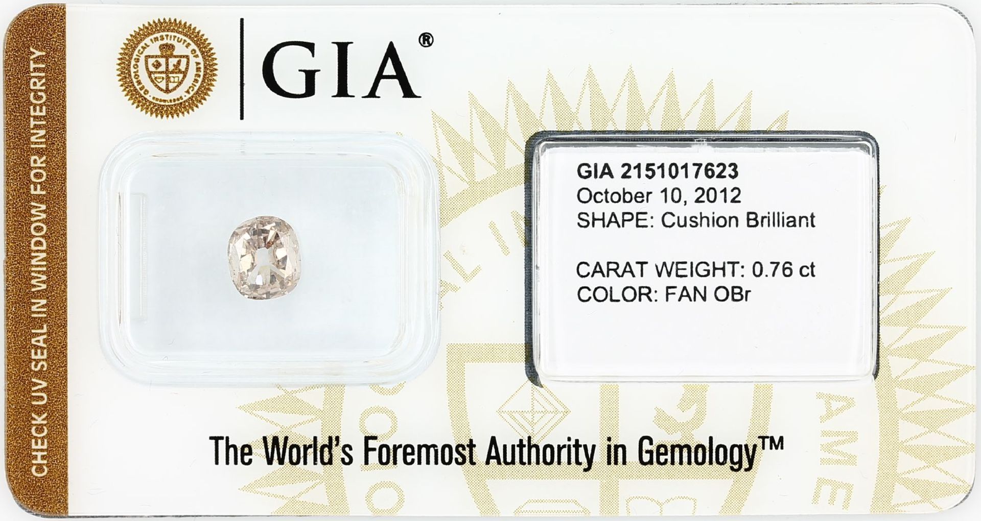 Eingeschweißter Diamant im Kissenschliff 0.76 ct natural