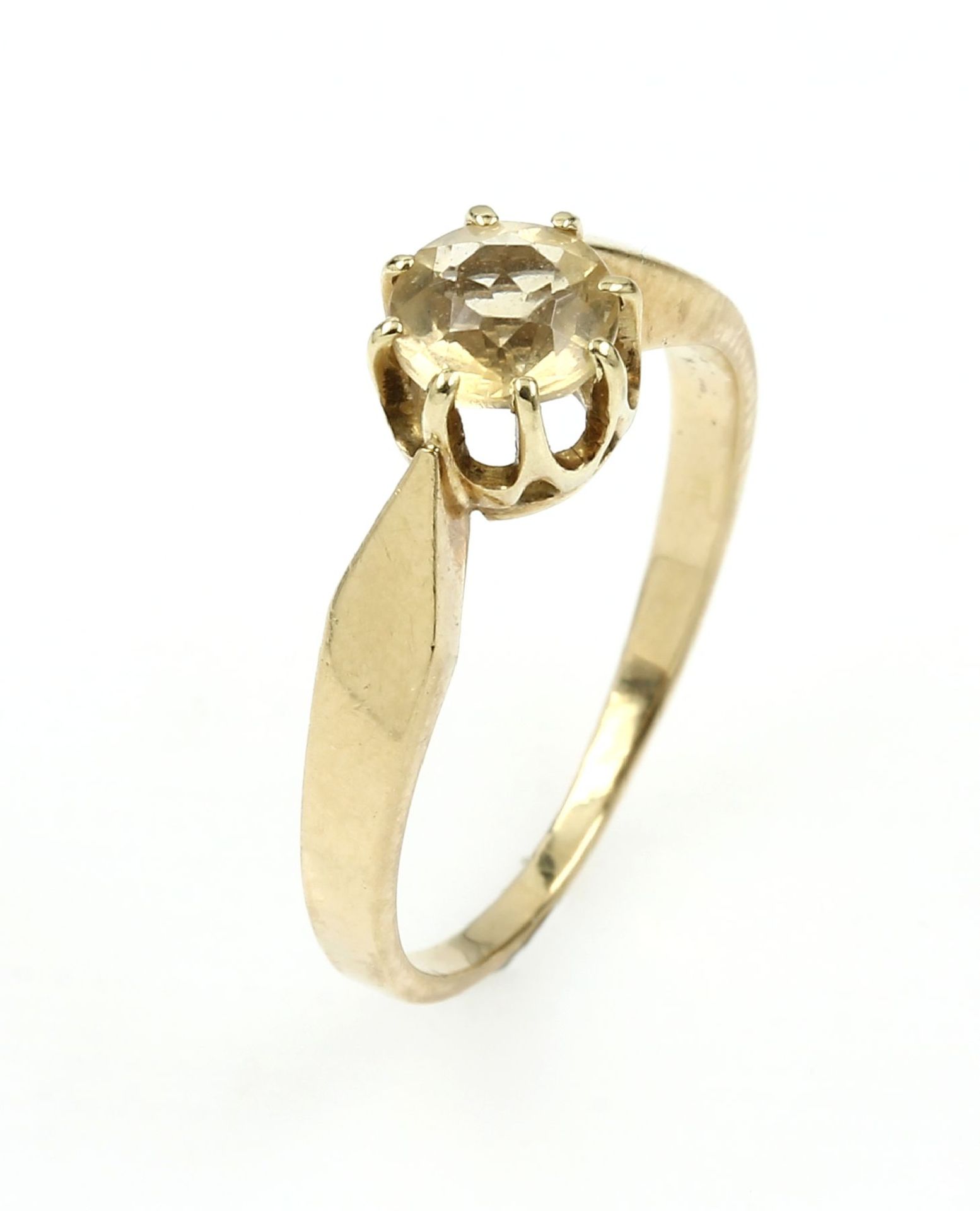 14 kt Gold Ring mit Citrin, GG 585/000, mittig