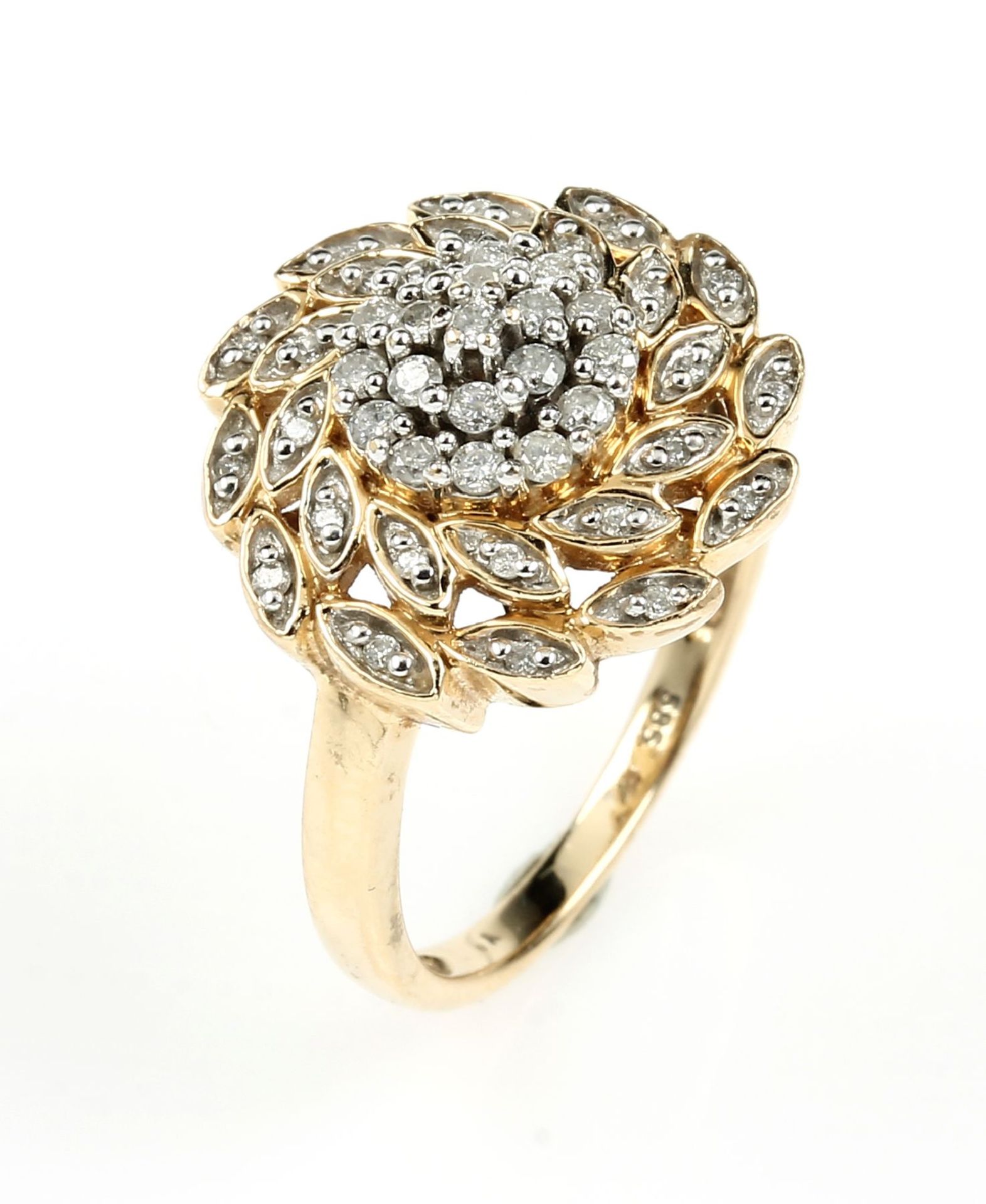 14 kt Gold Blütenring mit Diamanten, RoseG 585/000, 43
