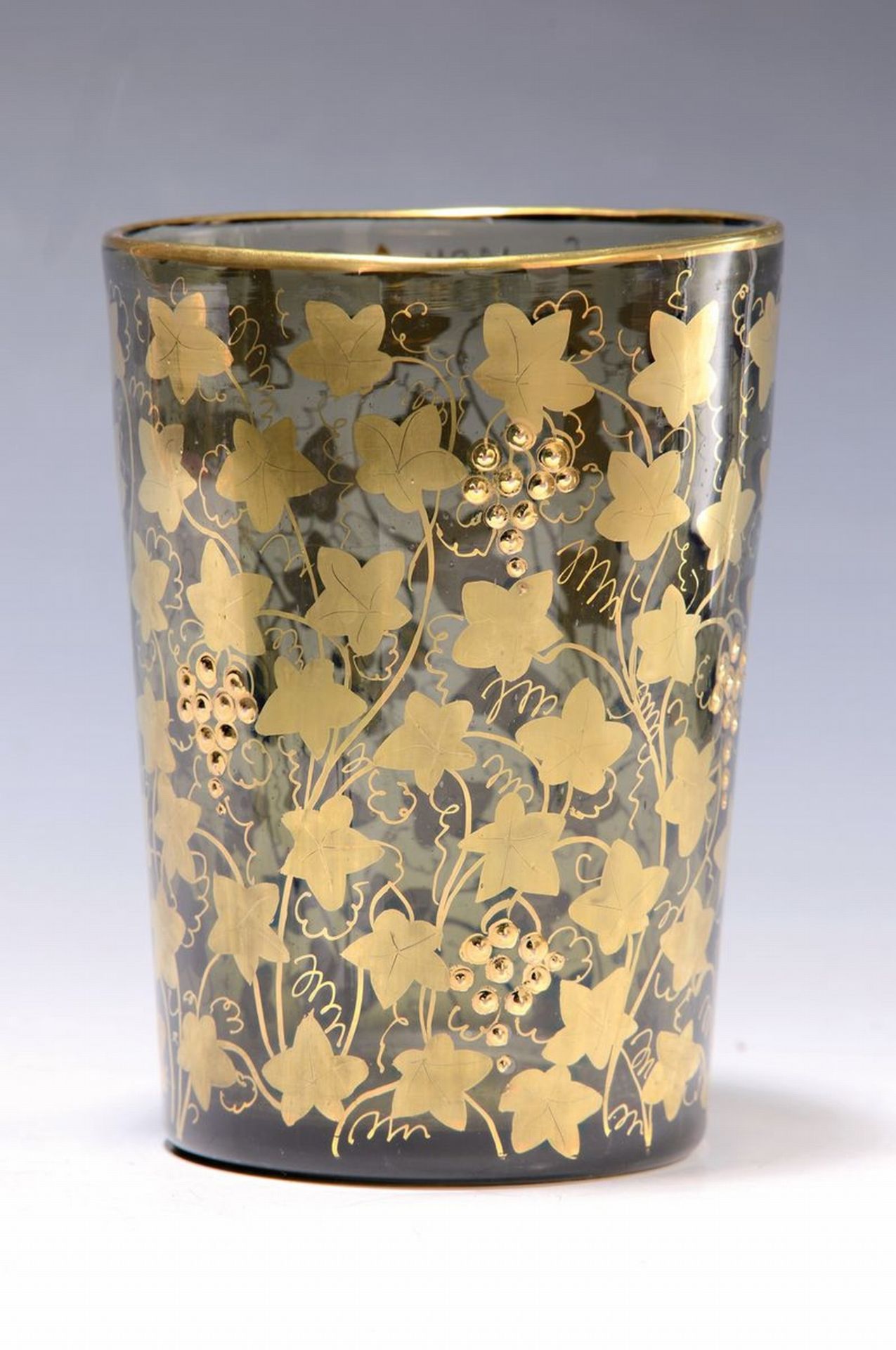 Grosses Becherglas, deutsch, um 1900, grünes Glas mit