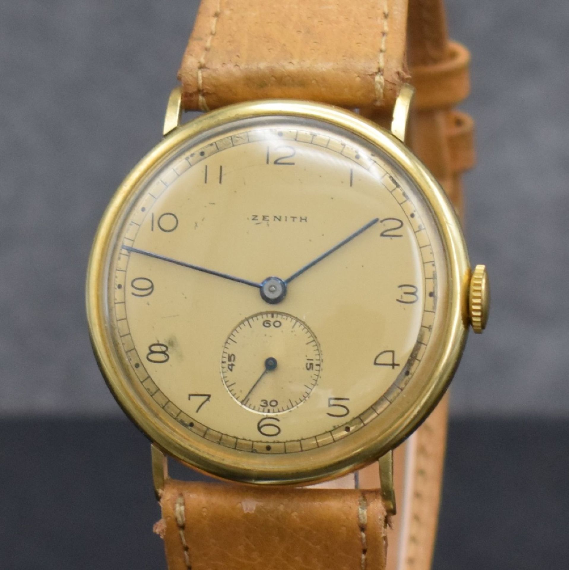 ZENITH Herrenarmbanduhr in GG 750/000,  Schweiz um 1940, - Bild 4 aus 7