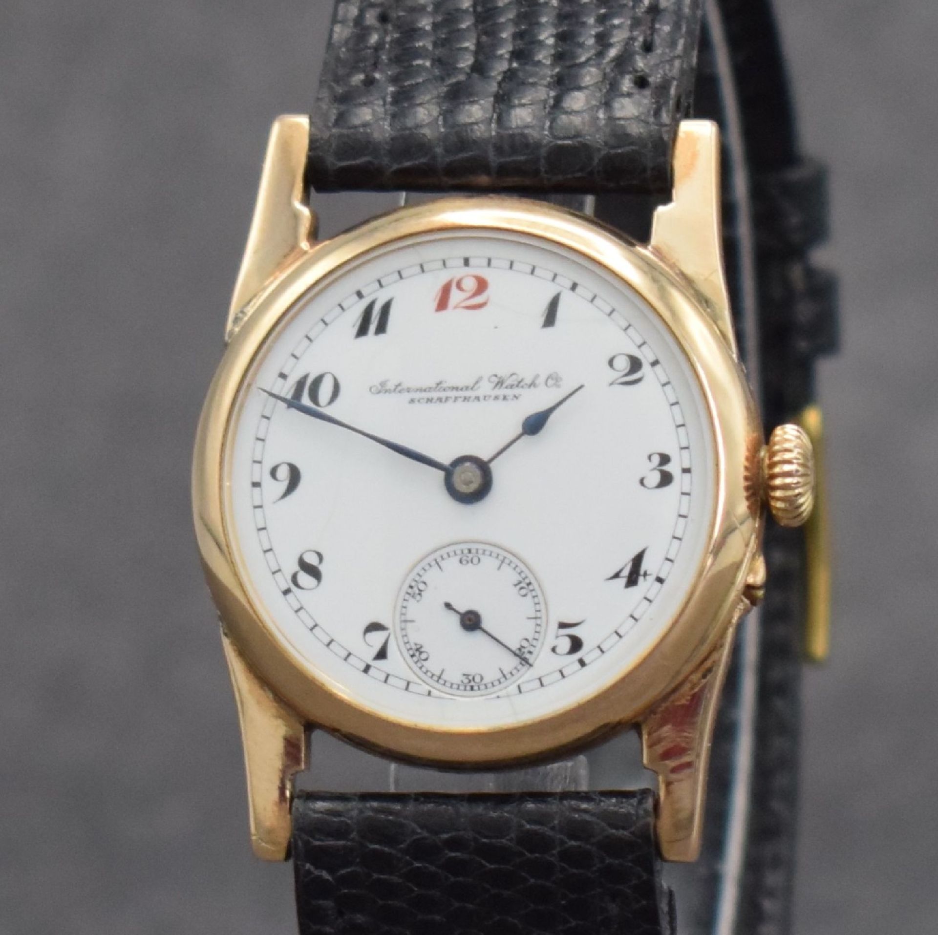 IWC seltene frühe Armbanduhr in RoseG 585/000,  Schweiz um - Bild 4 aus 9