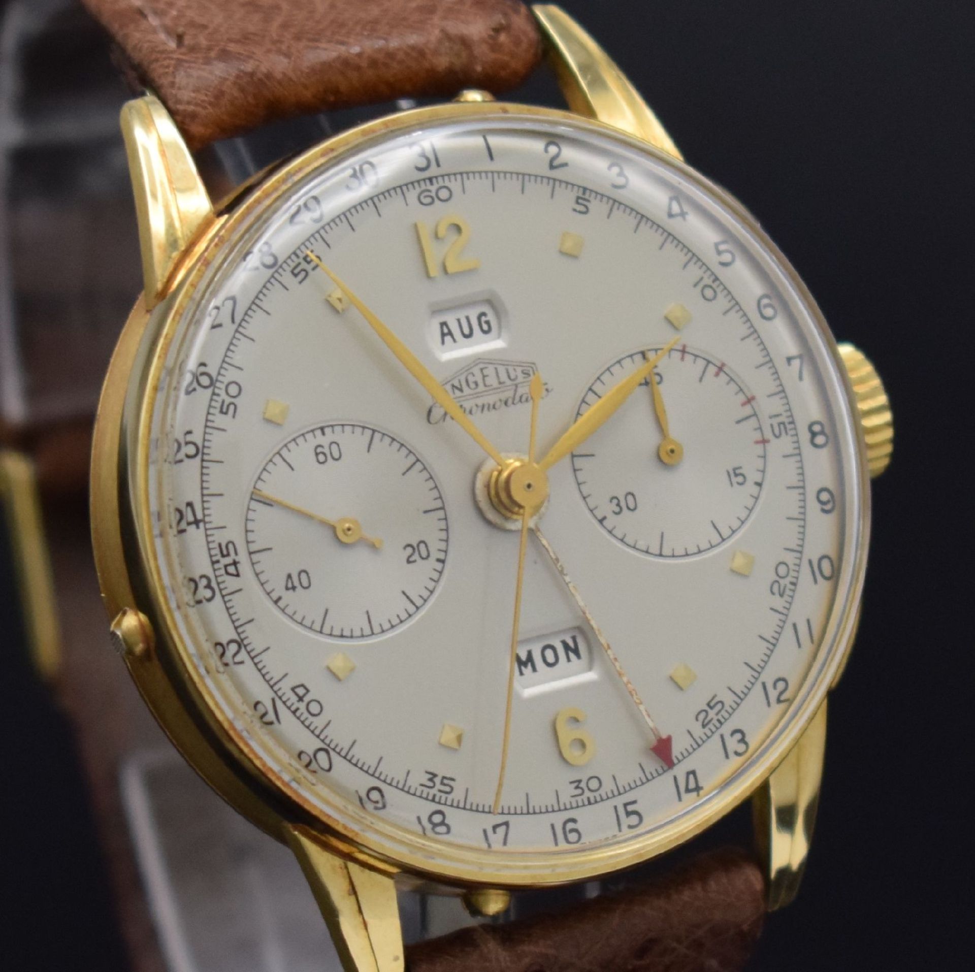 ANGELUS Chronodato seltener Schaltradchronograph mit - Image 6 of 14