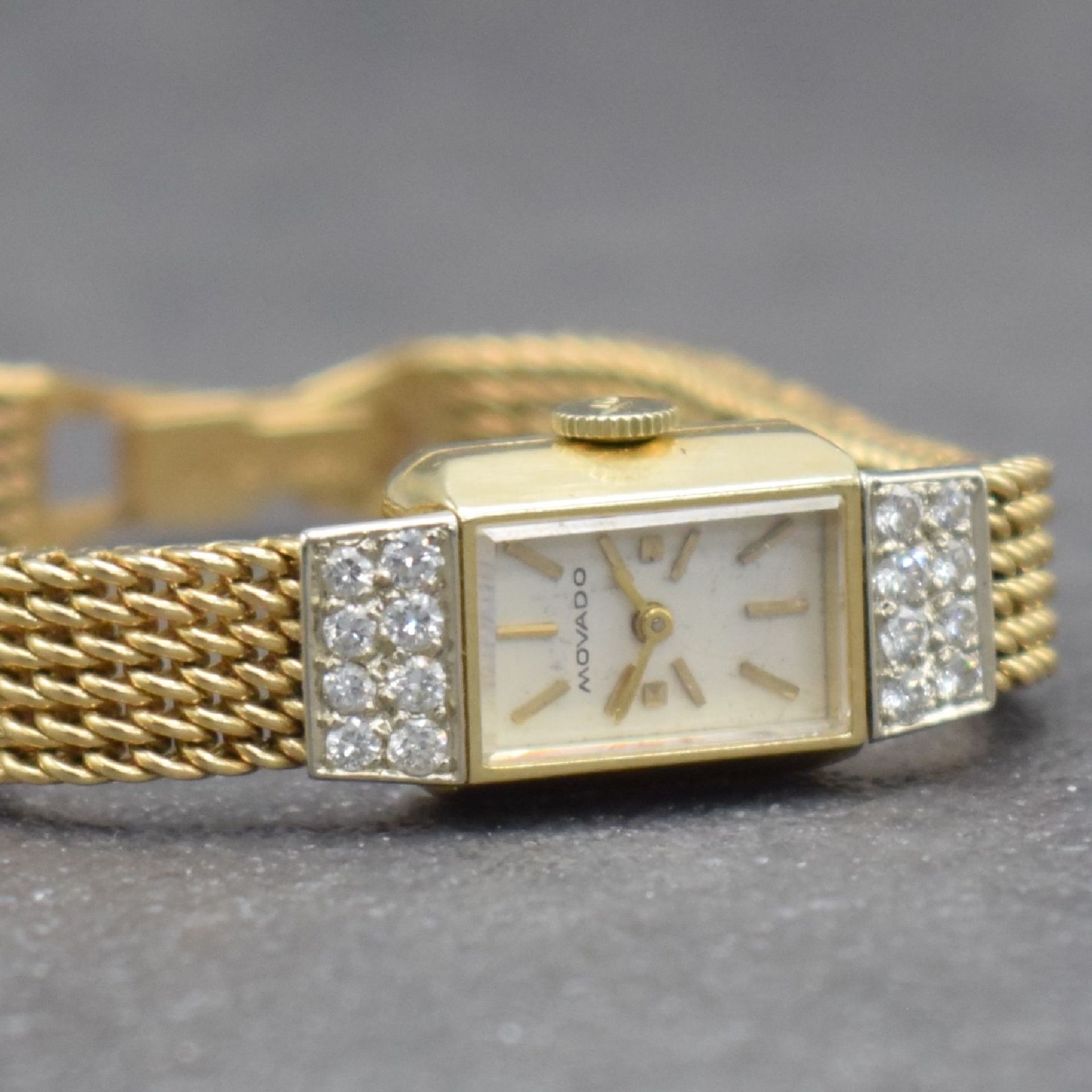 MOVADO Diamantbesetzte Damenarmbanduhr in GG 585/000, - Image 4 of 7